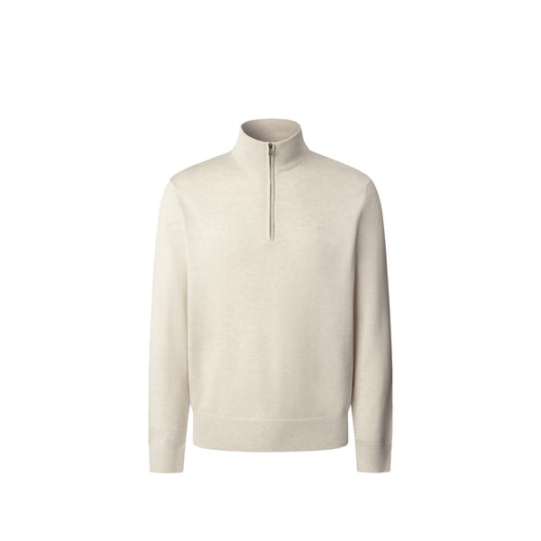 Pull col zippé en coton et soie