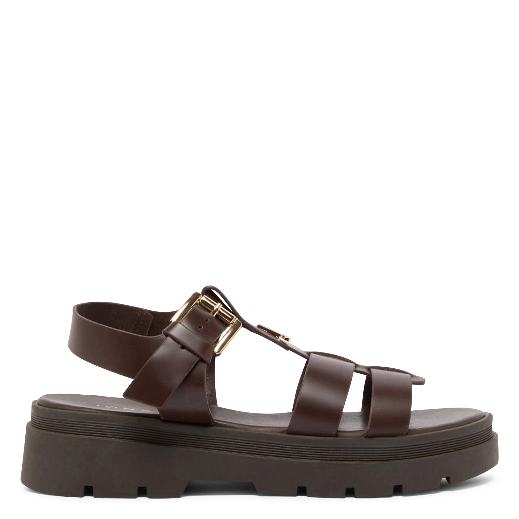 Sandales à plateformes en cuir lisse liverpool JONAK Marron