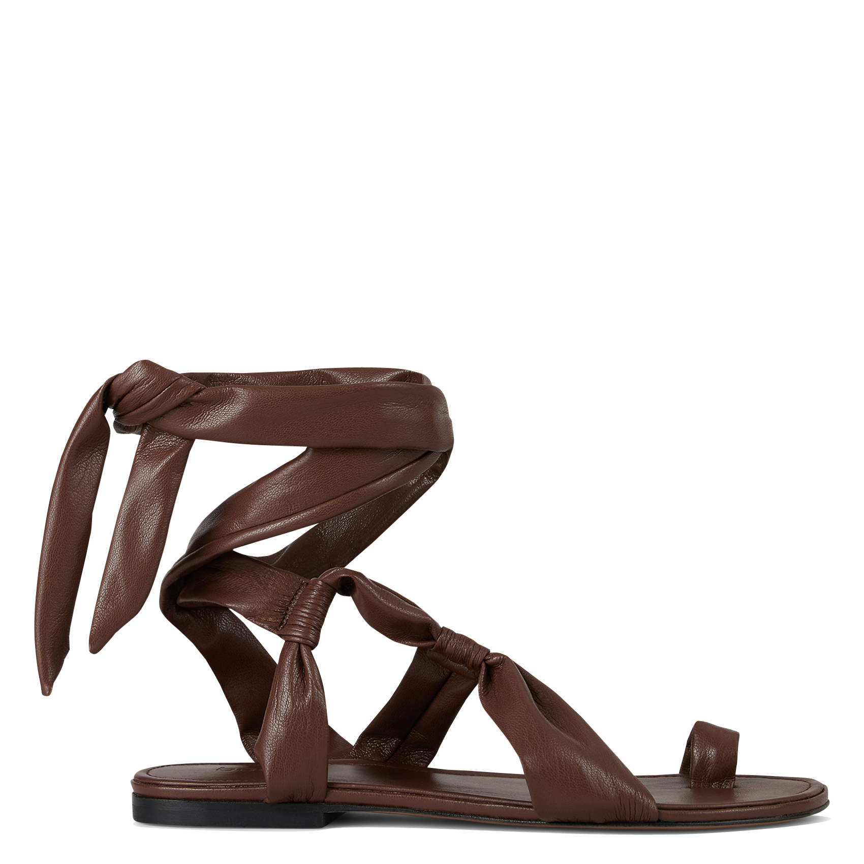 Sandales plates en cuir lowcovilla BA&SH Marron