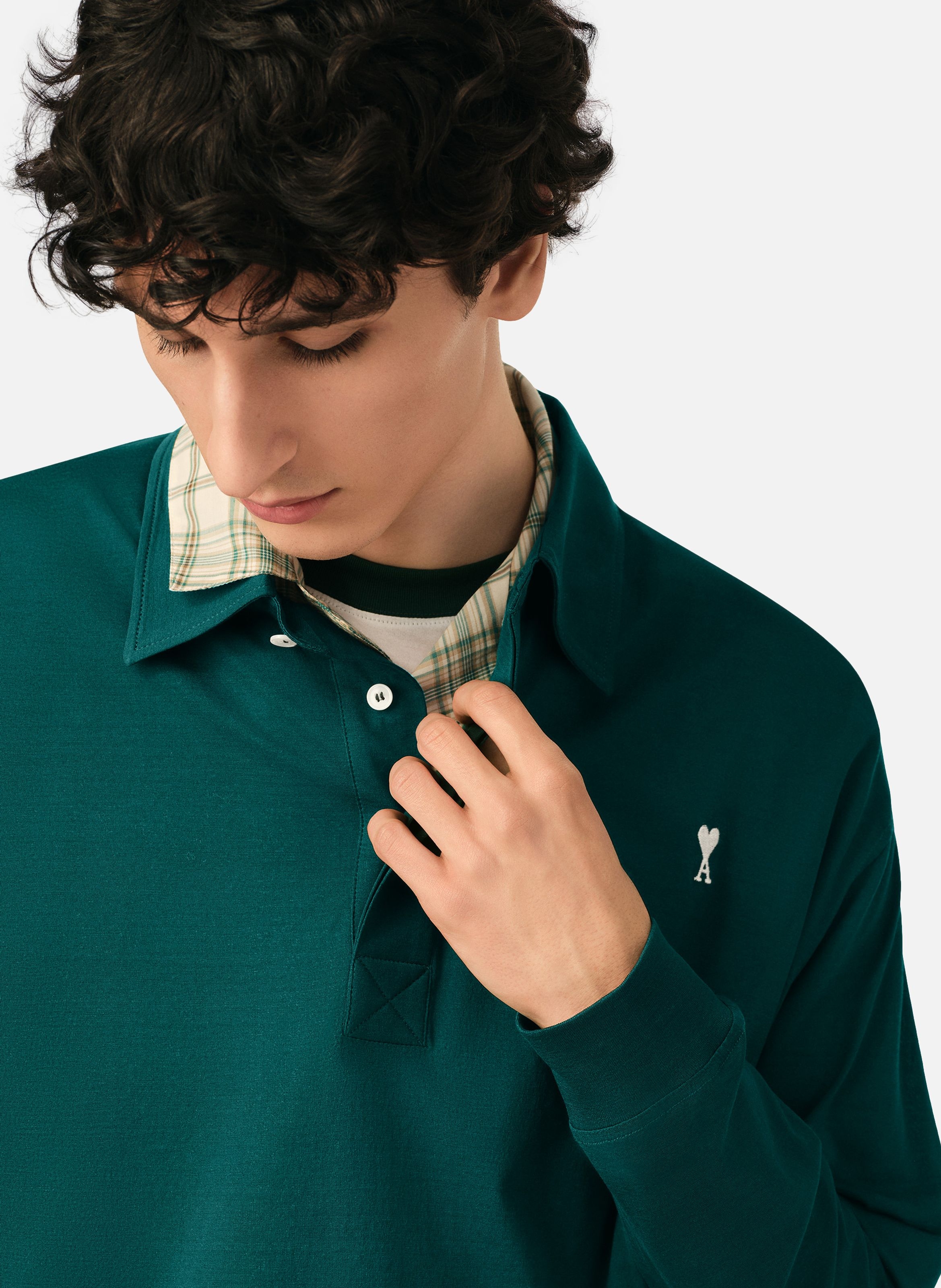 Polo ami de coeur en coton AMI PARIS Vert