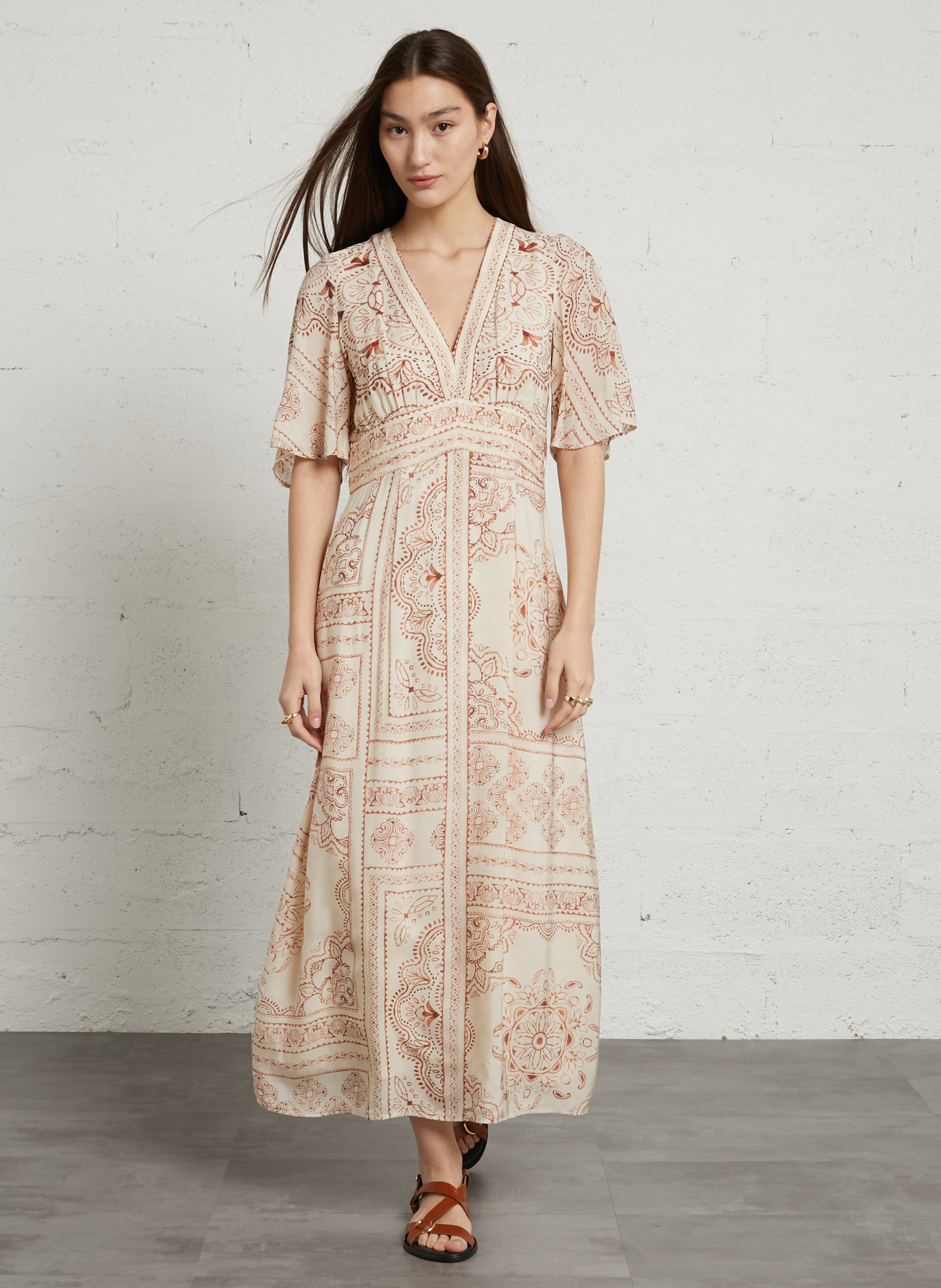 Robe ample fluide imprimée brana MAISON 123 Blanc