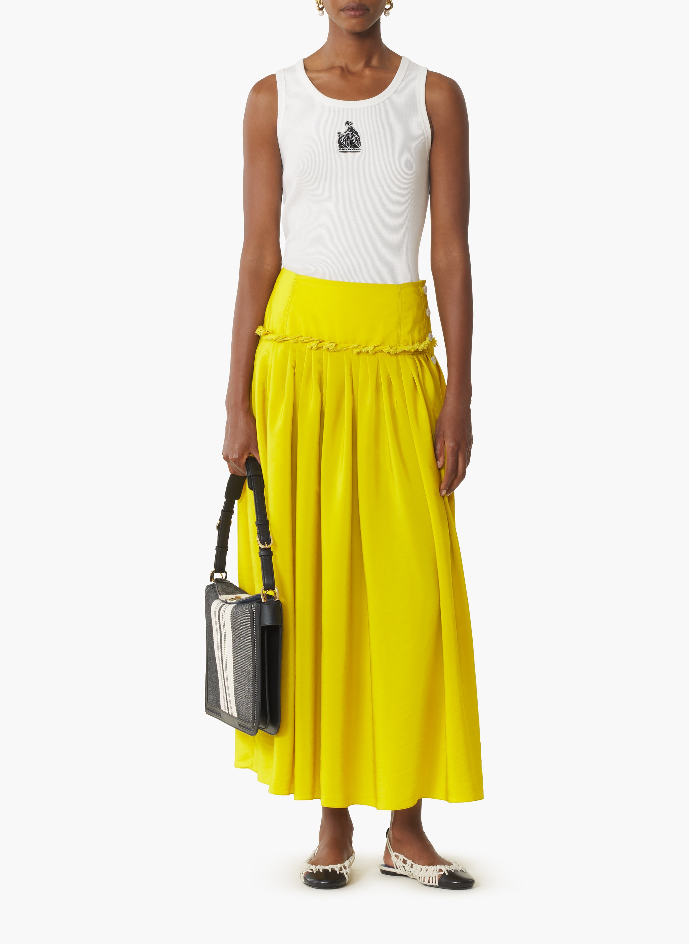 Jupe à basque en charmeuse LANVIN Jaune
