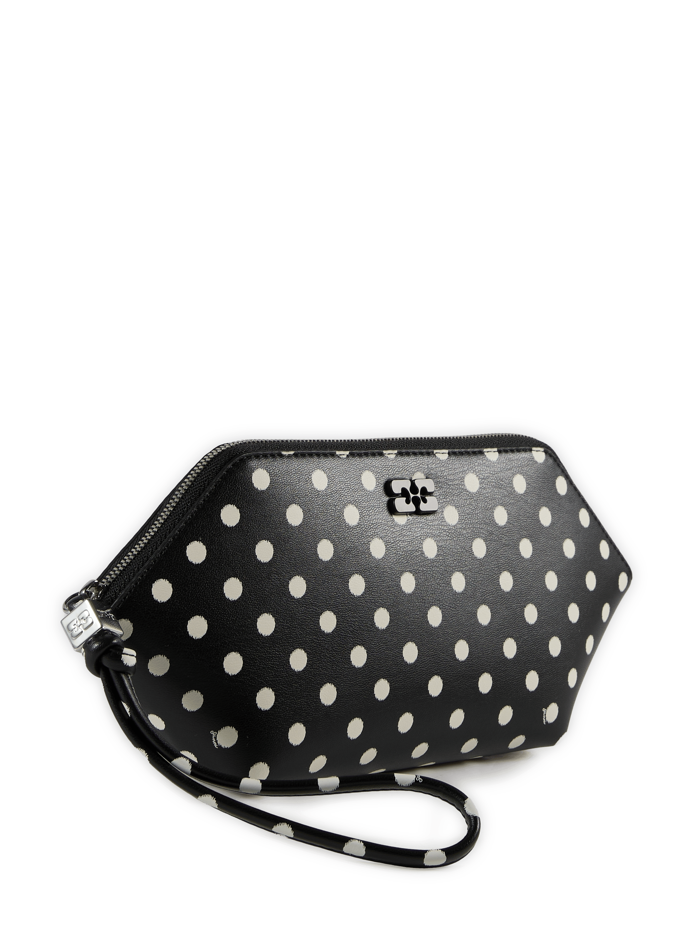 Mixed leather Bou clutch with polka dot pattern GANNI Black
