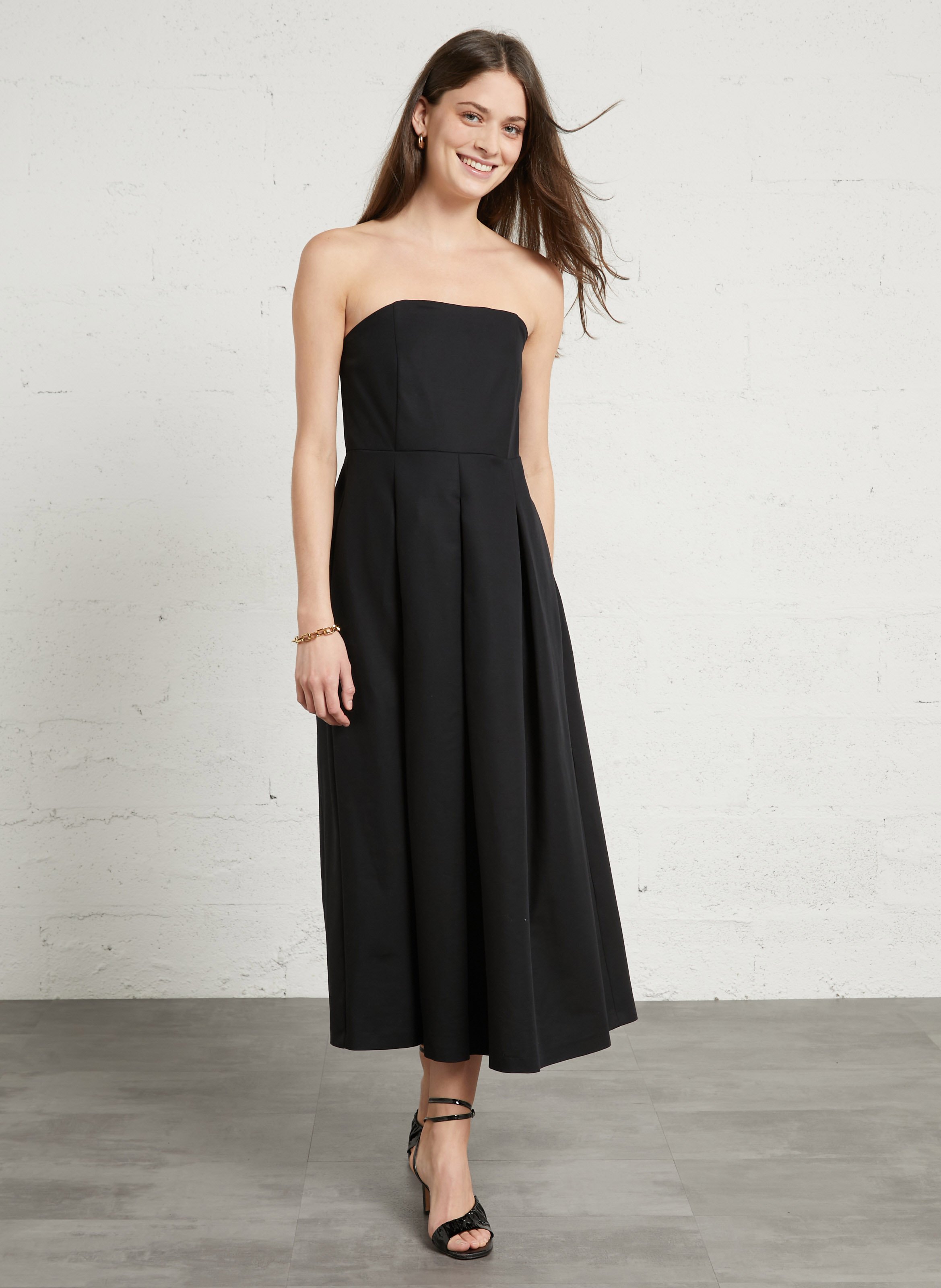 Robe longue bustier en coton mélangé betty MAISON 123 Noir
