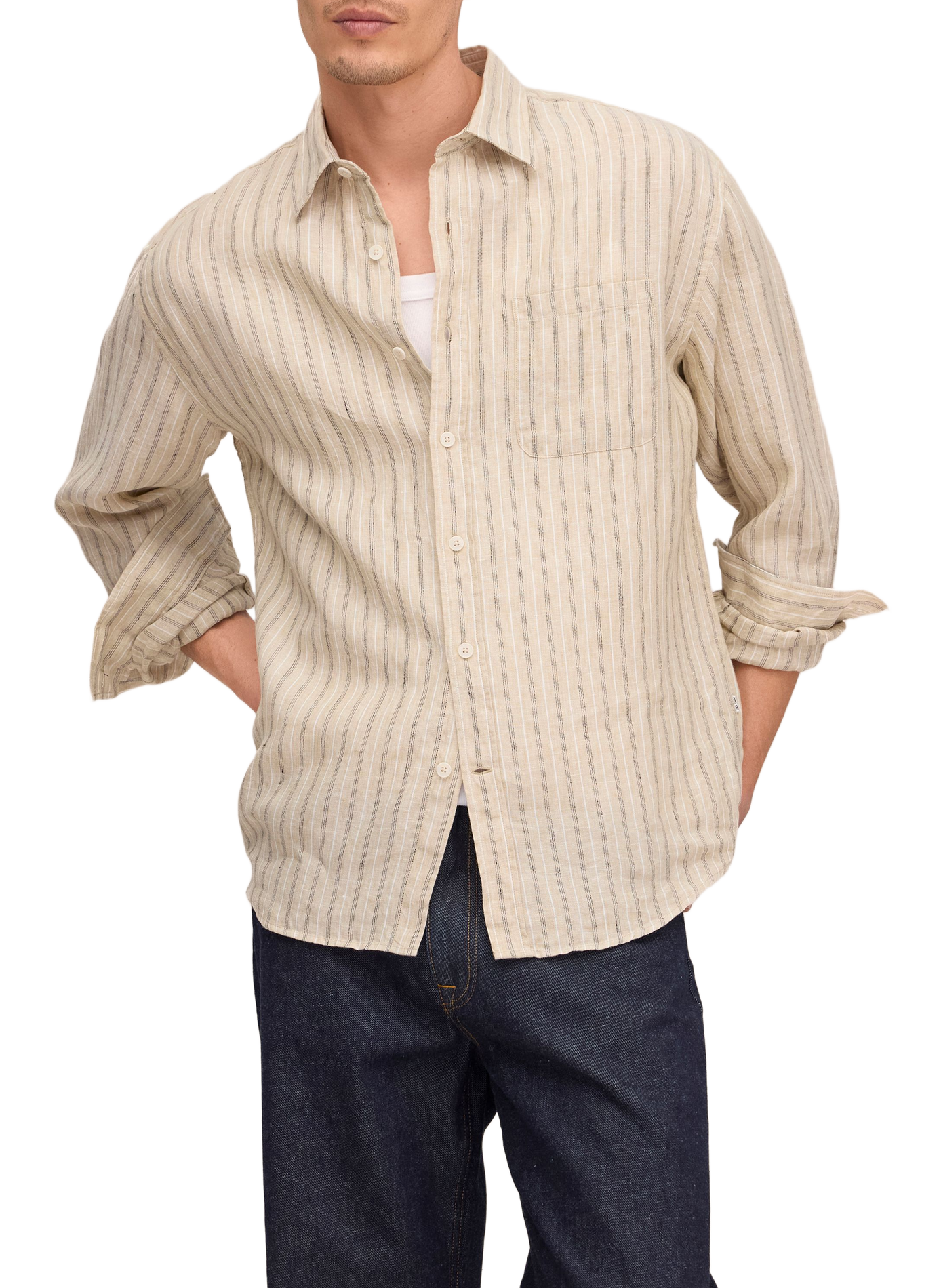 Deon striped linen shirt NN.07 Black