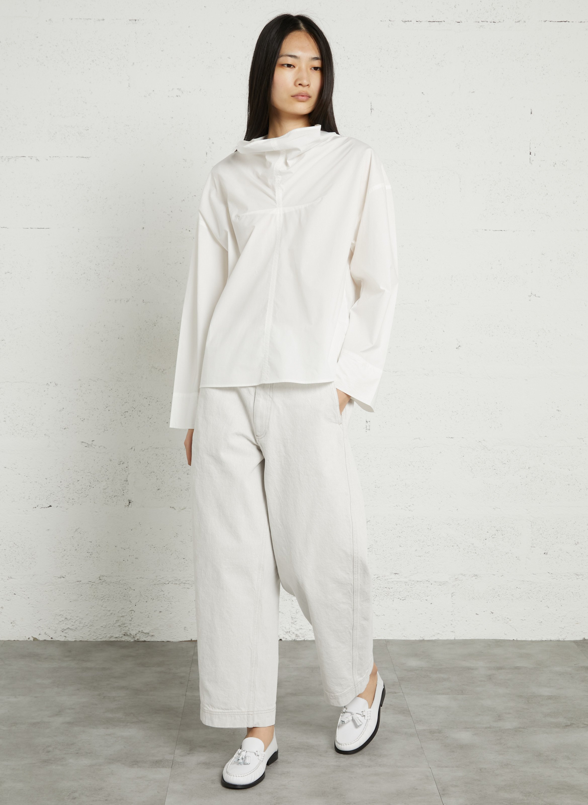 Top col montant en coton bio fidji SOEUR Blanc