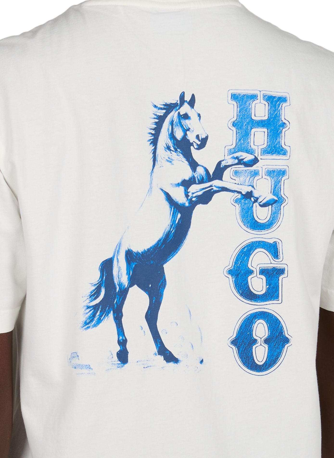 T-shirt à imprimé animal et logo au dos en coton HUGO BLUE Blanc