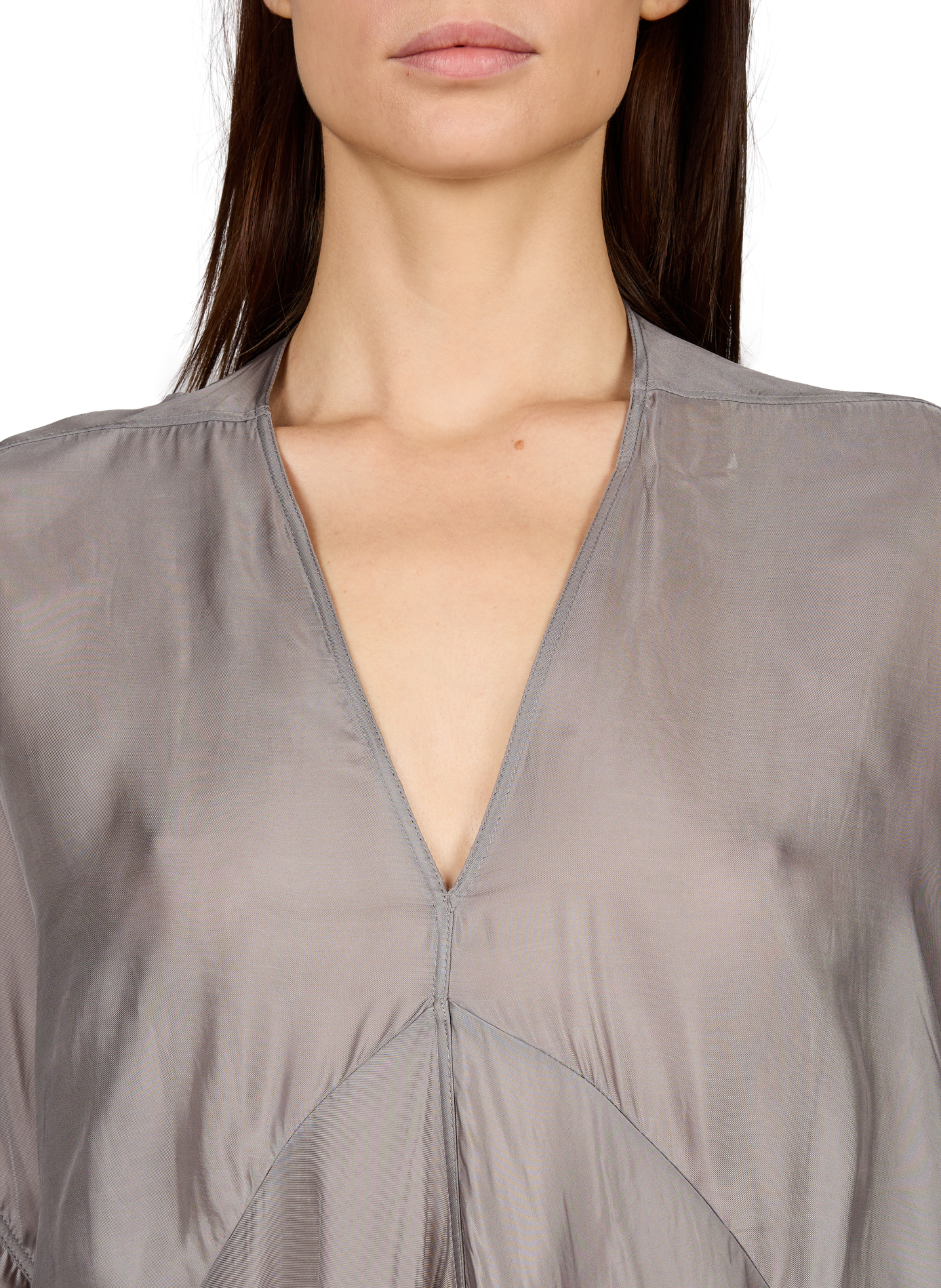 Asymmetric Satin Long Dress RICK OWENS Grey