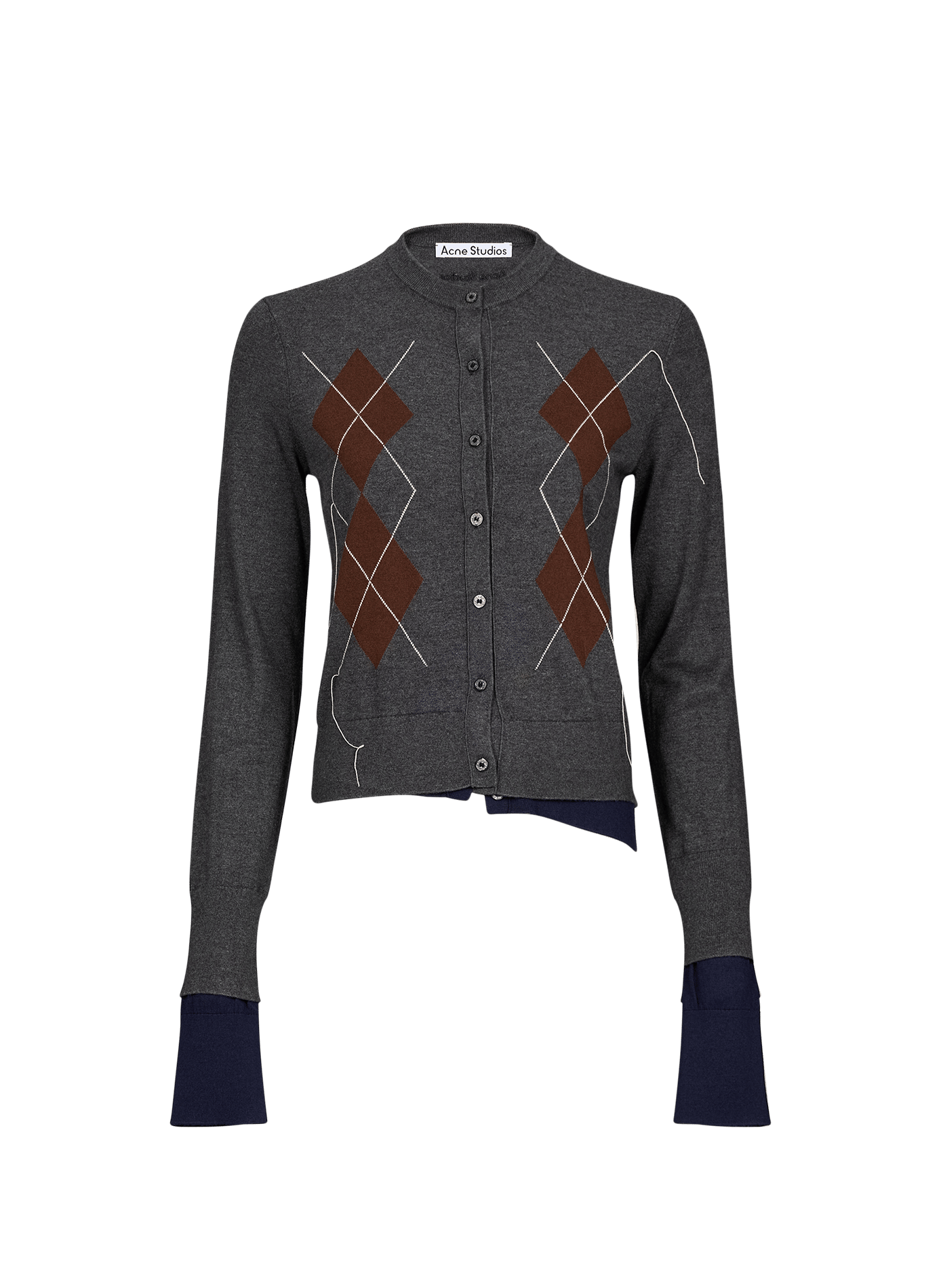 Cárdigan recto de seda mezclada con estampados ACNE STUDIOS Gris
