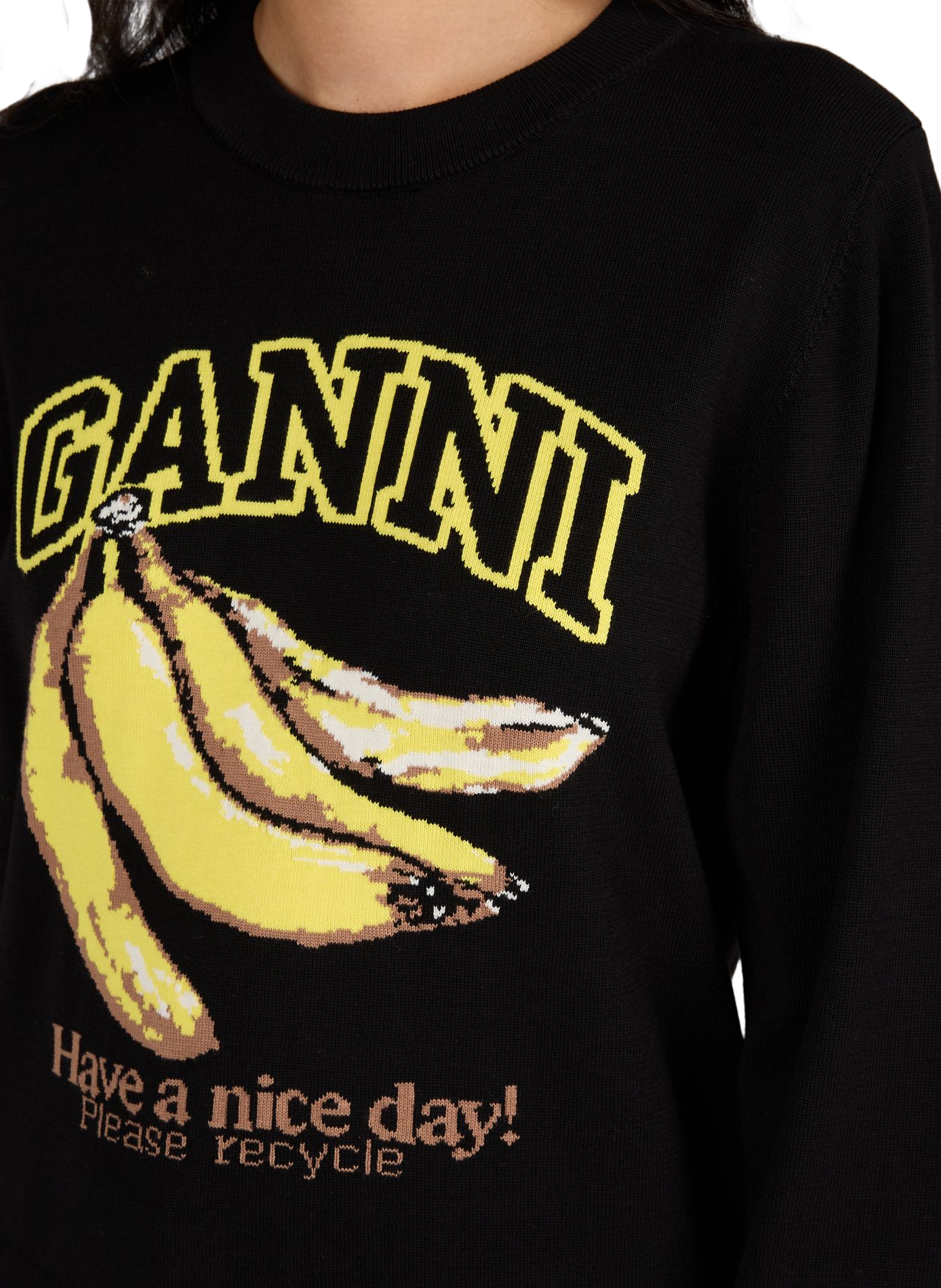Cotton sweater with opening GANNI Black