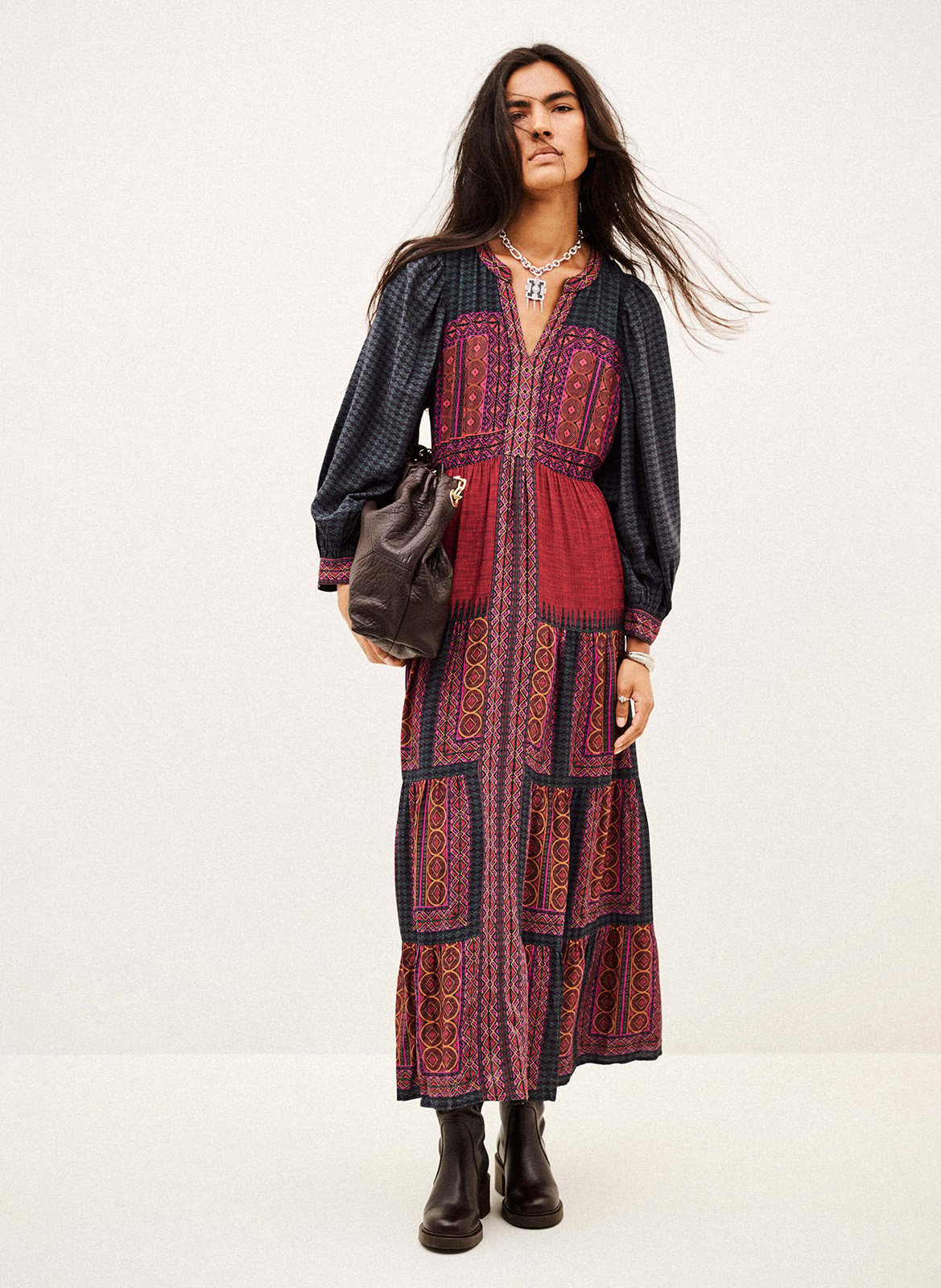 Robe longue ample imprimée olly BA&SH Rouge