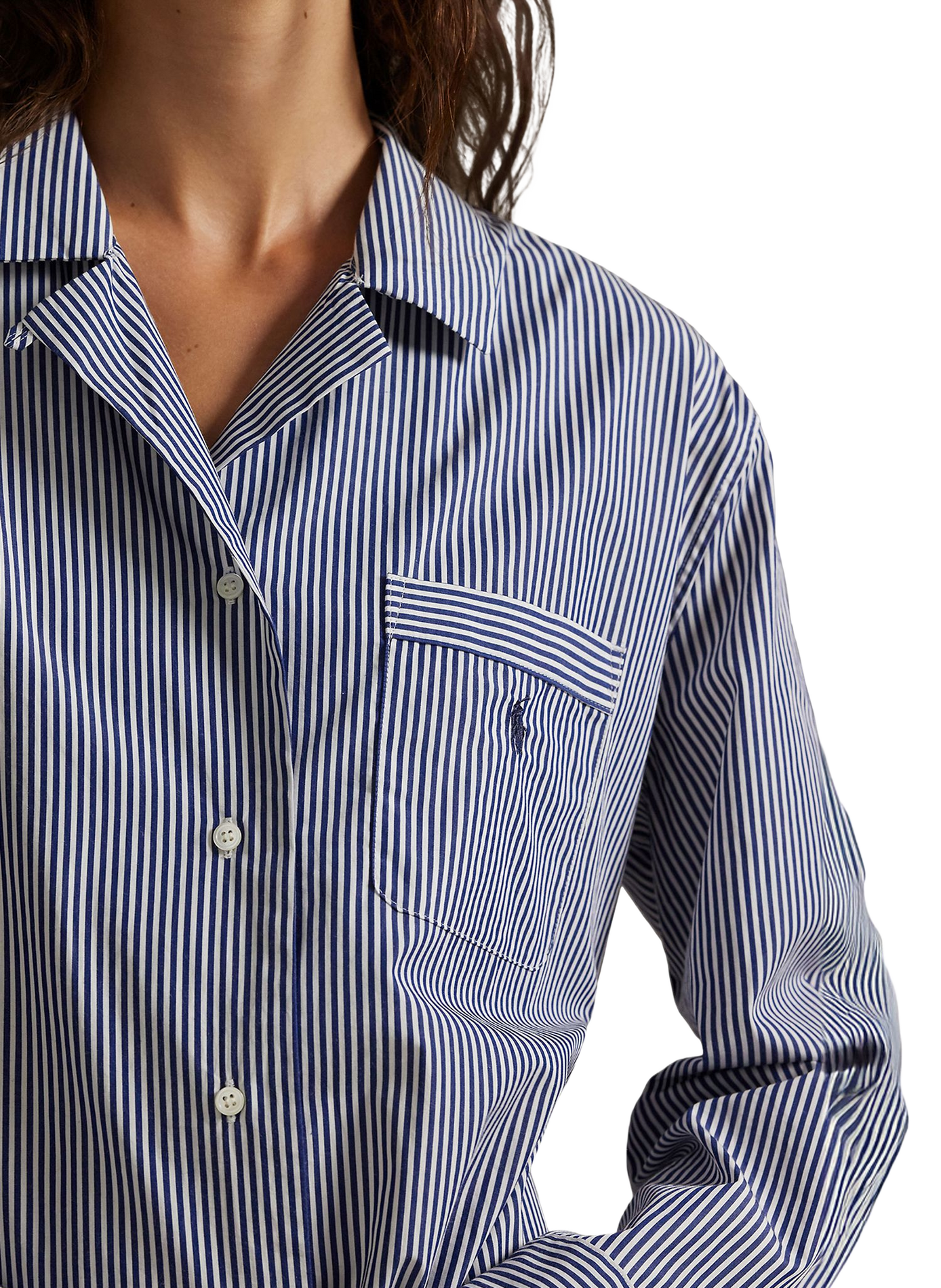 Chemise de nuit rayée en coton POLO RALPH LAUREN Bleu