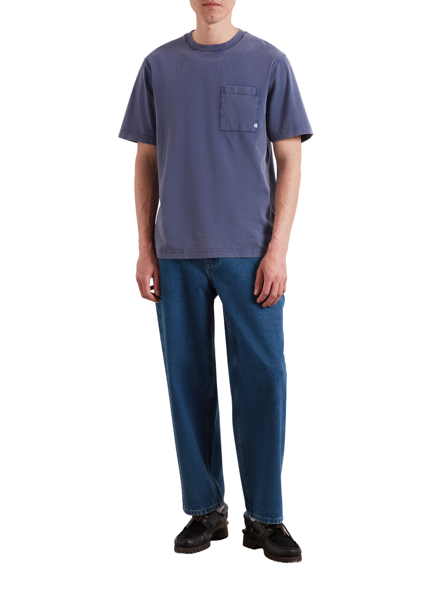 T-shirt droit à logo brodé en coton FARAH Blauw