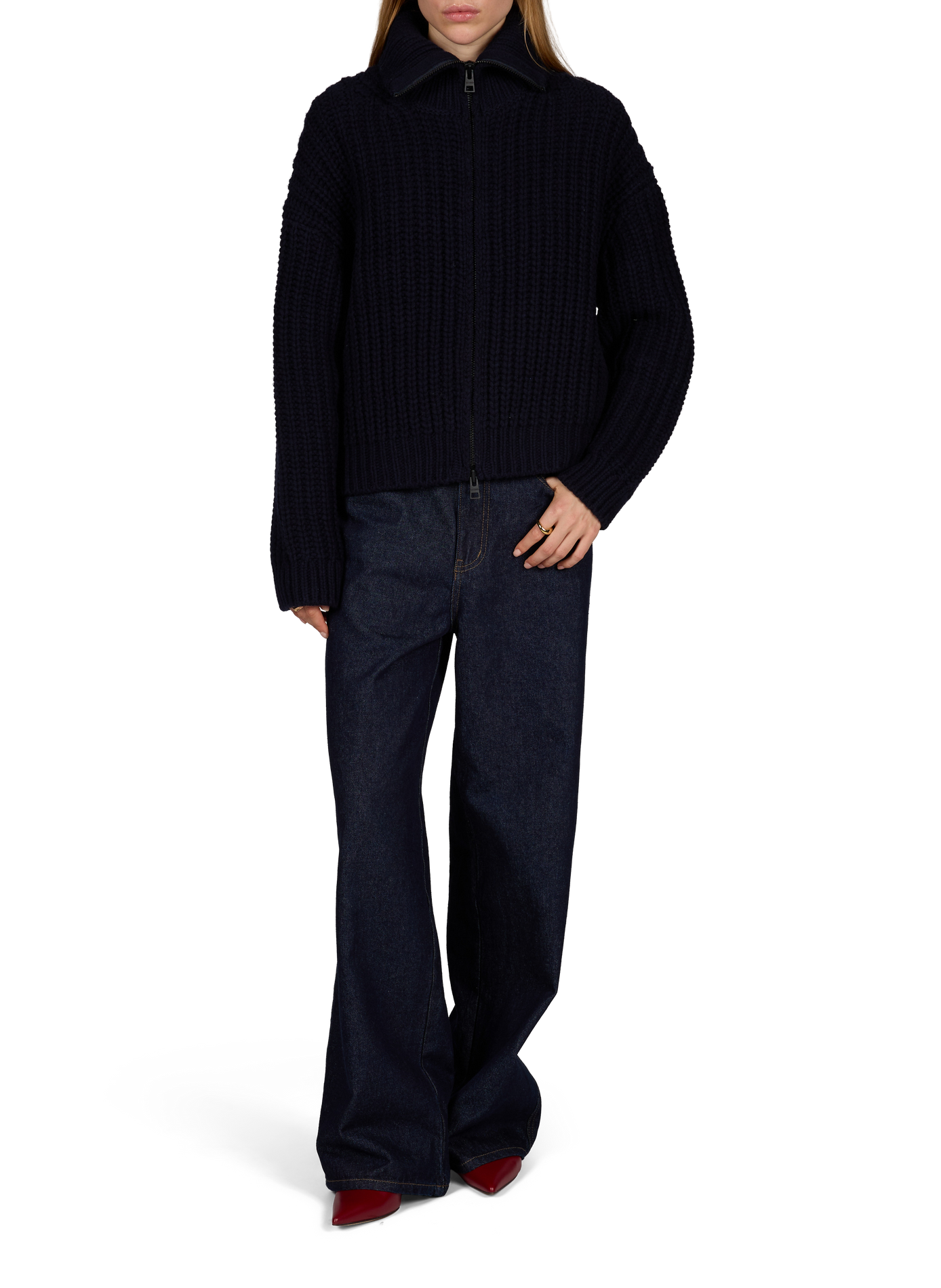 Straight cut round neck wool sweater ROUGE EDIT Brown