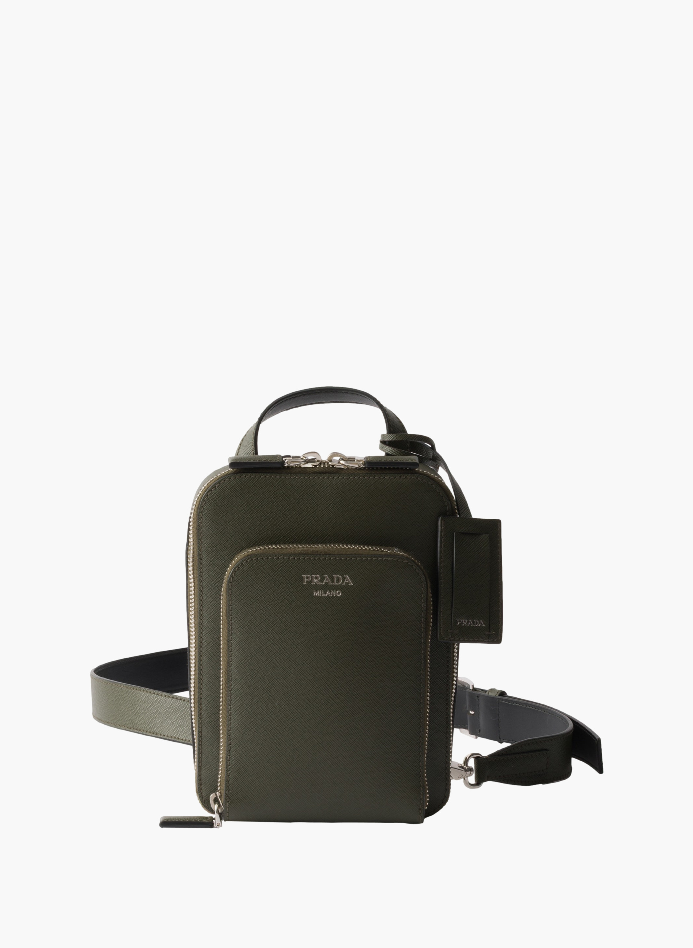 Sac à dos en cuir saffiano PRADA Vert