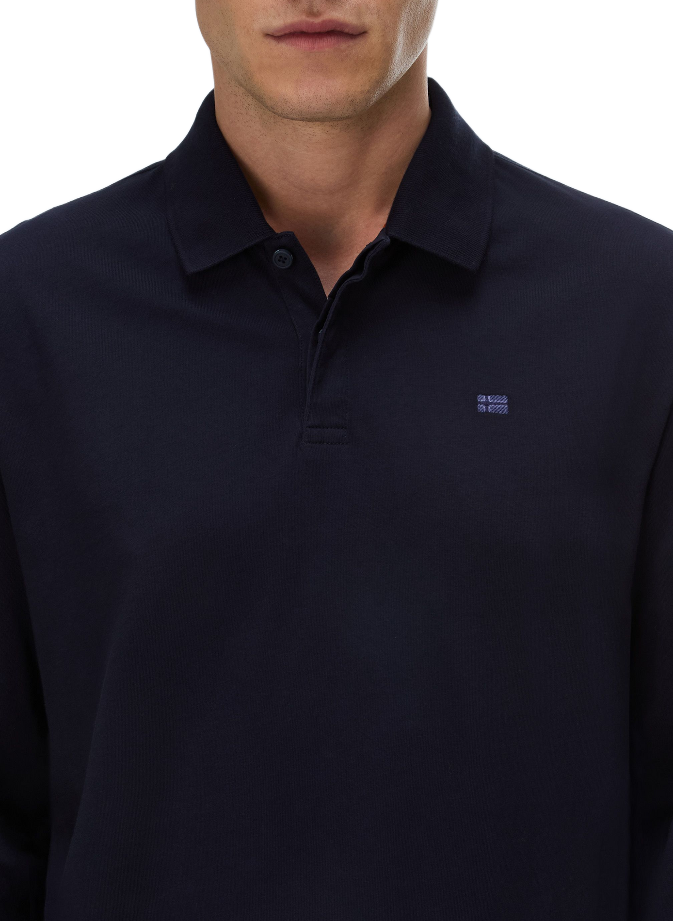 Plain long-sleeved polo shirt NAPAPIJRI Blue