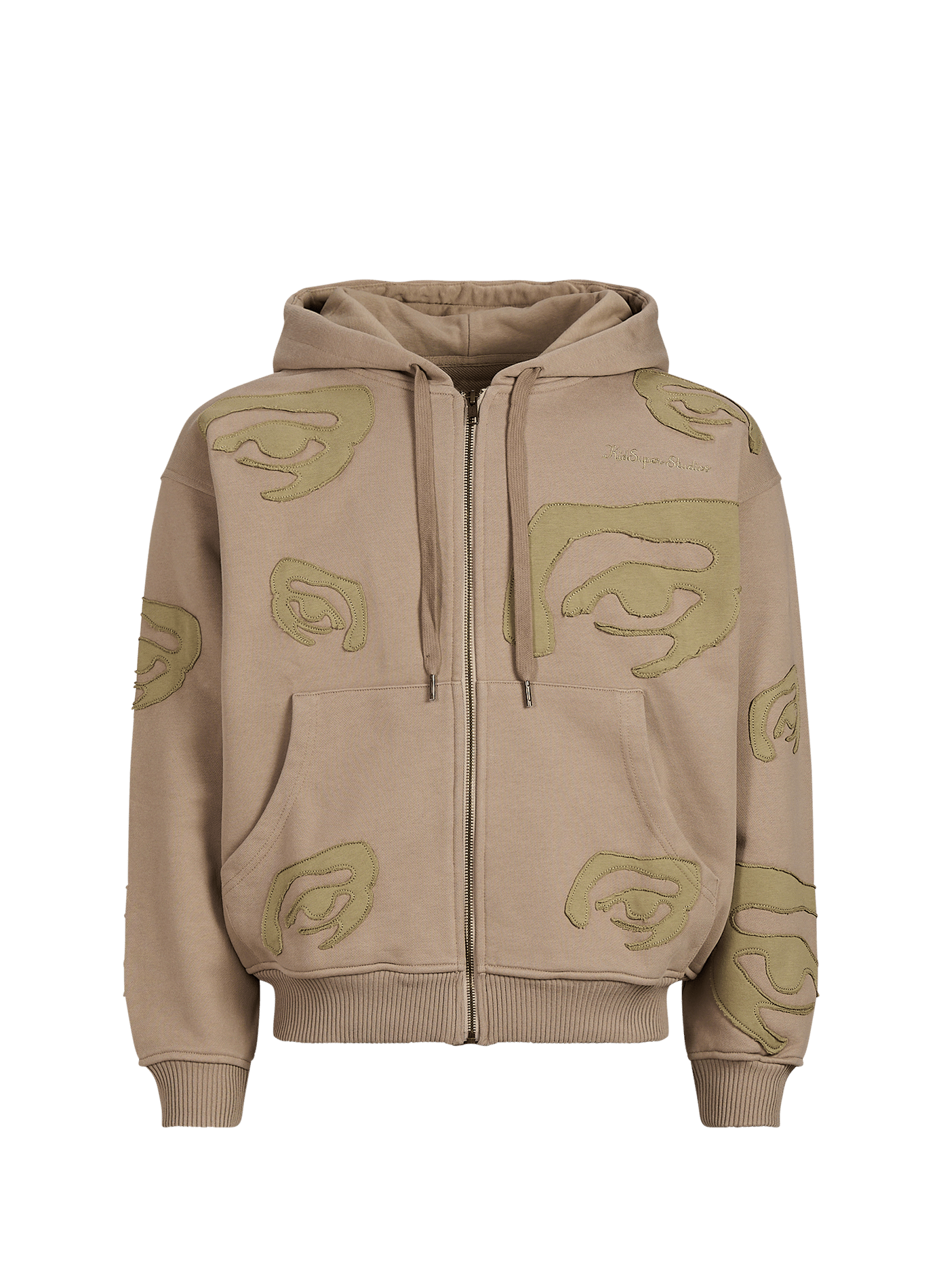 Straight zip-up cotton sweatshirt KIDSUPER Beige