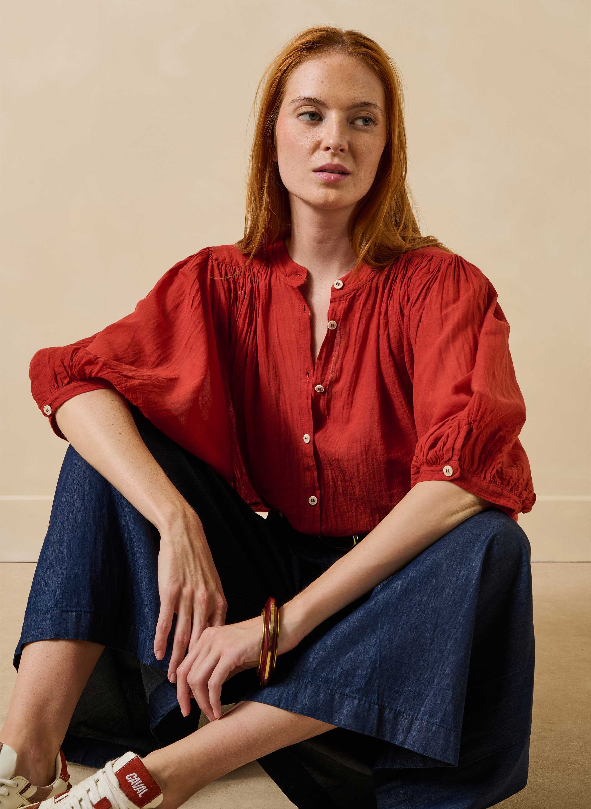 Oversized katoenen overhemd LA FEE MARABOUTEE Rood