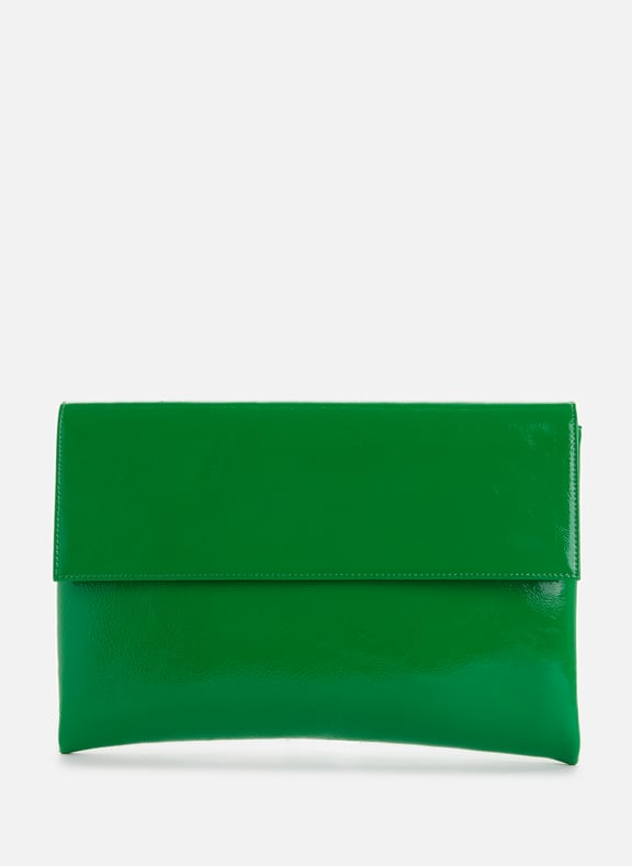 Pochette en cuir verni Vert by SAISON 1865 SAISON 1865 Pochette en cuir verni Vert