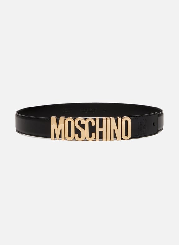 Ceinture Lettering en cuir de veau Noir by MOSCHINO MOSCHINO Ceinture Lettering en cuir de veau Noir