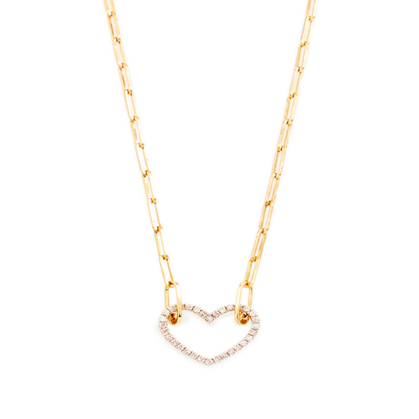 Yvonne Léon Small Diamond Heart Necklace In Gold