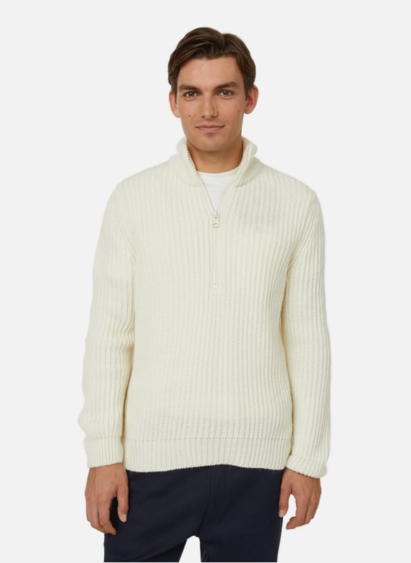 Pull à zip en laine mélangé Beige by AU PRINTEMPS PARIS AU PRINTEMPS PARIS Pull à zip en laine mélangé Beige