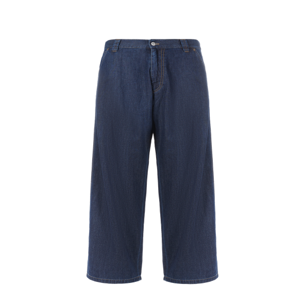 Prada Wide Cotton Jeans In Blue