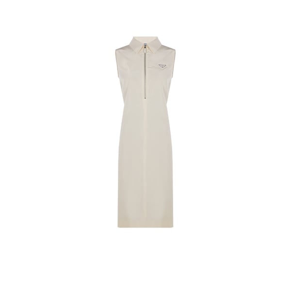 Prada Robe Midi Avec Soie In Blanc