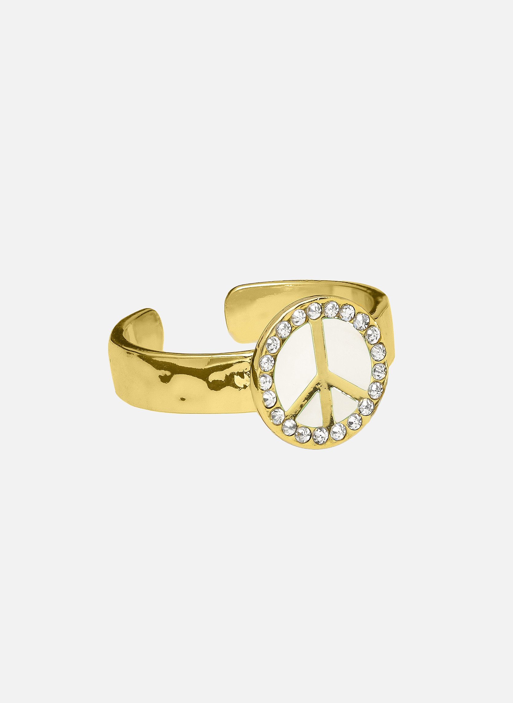 Bague avec cabochon en émail et corps en laiton doré fyesta HIPANEMA Blanc