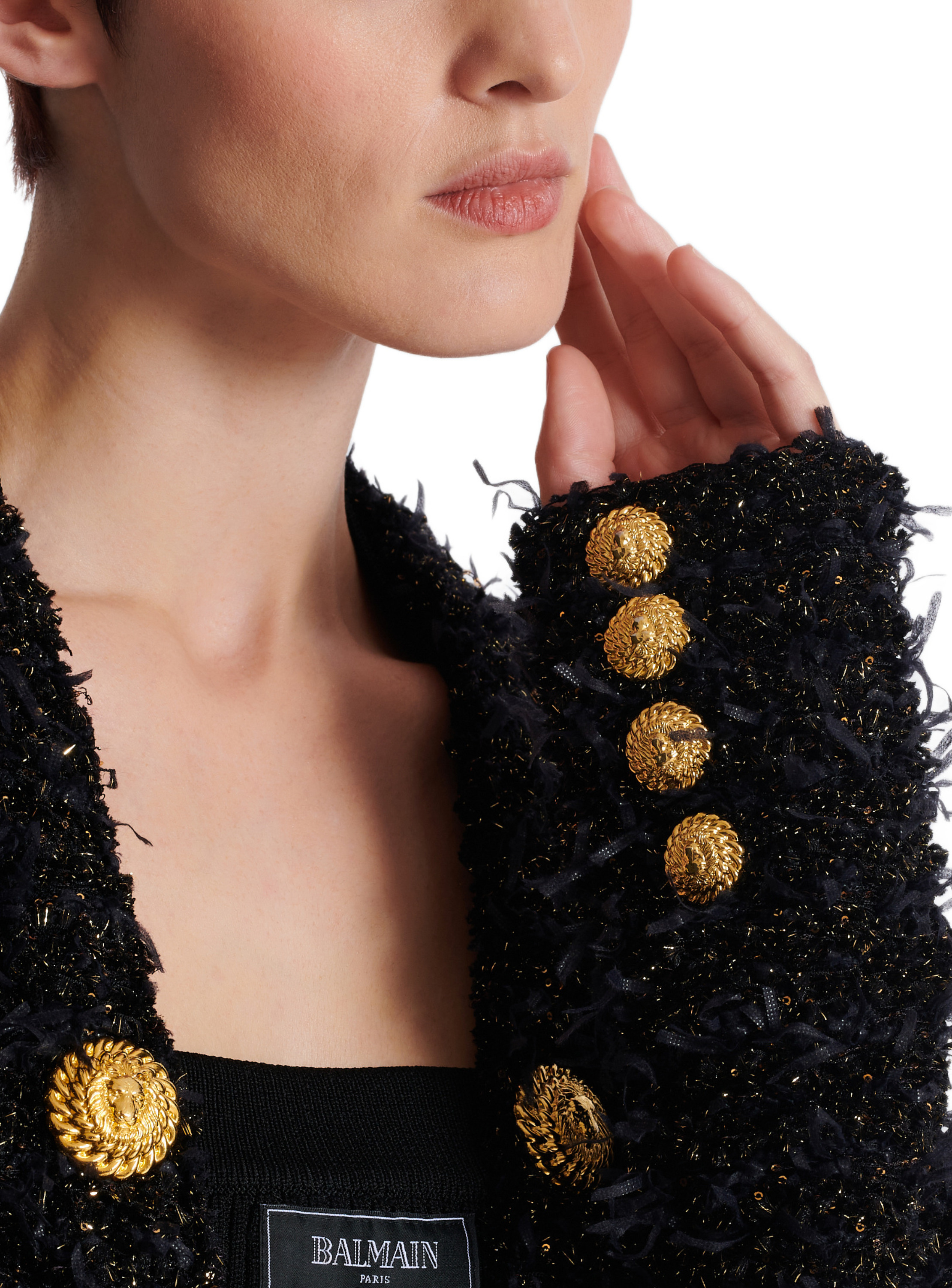 Veste bord à bord en tweed BALMAIN Noir