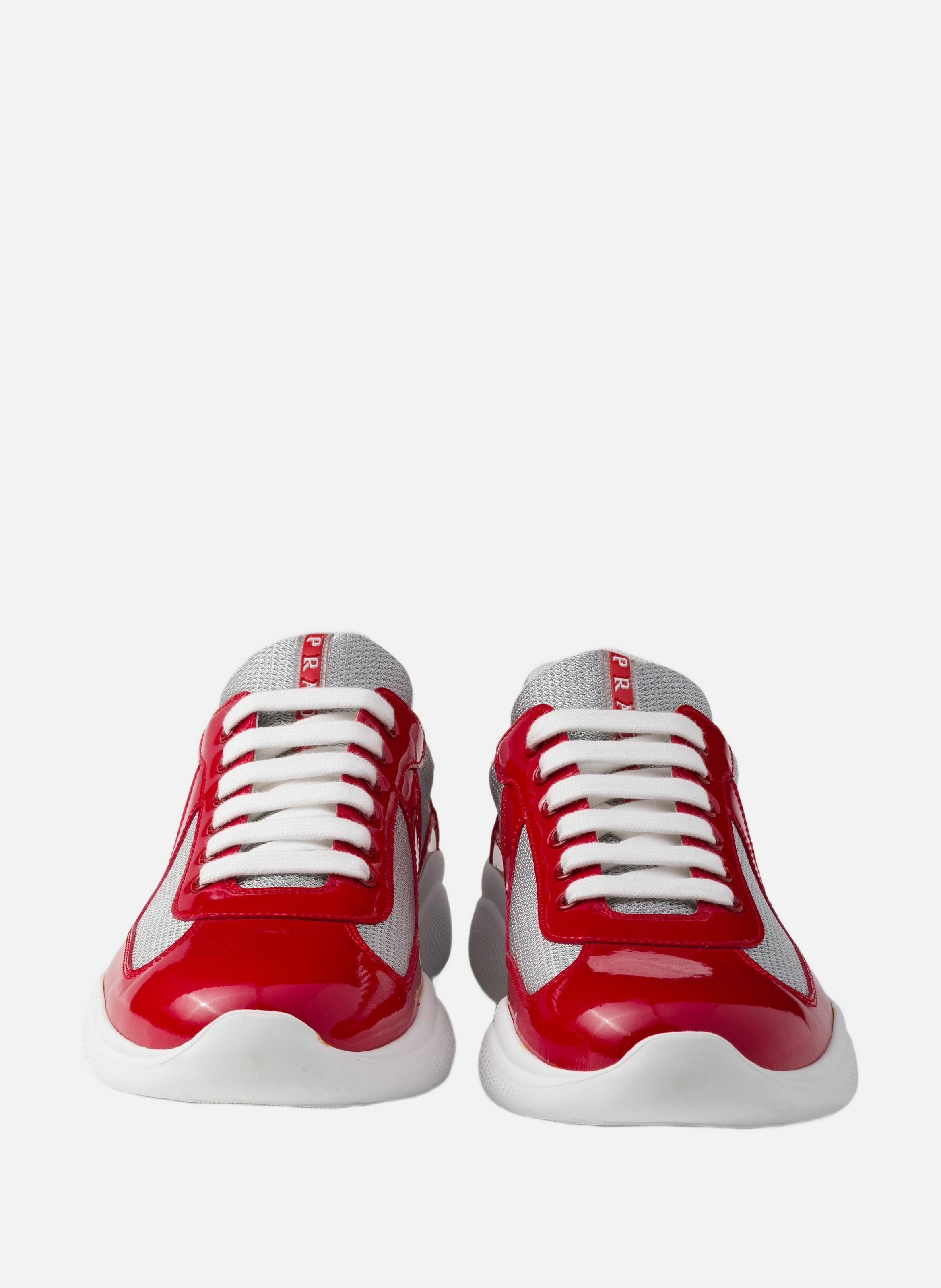 Sneakers prada america’s cup en cuir verni et tiss PRADA Rouge