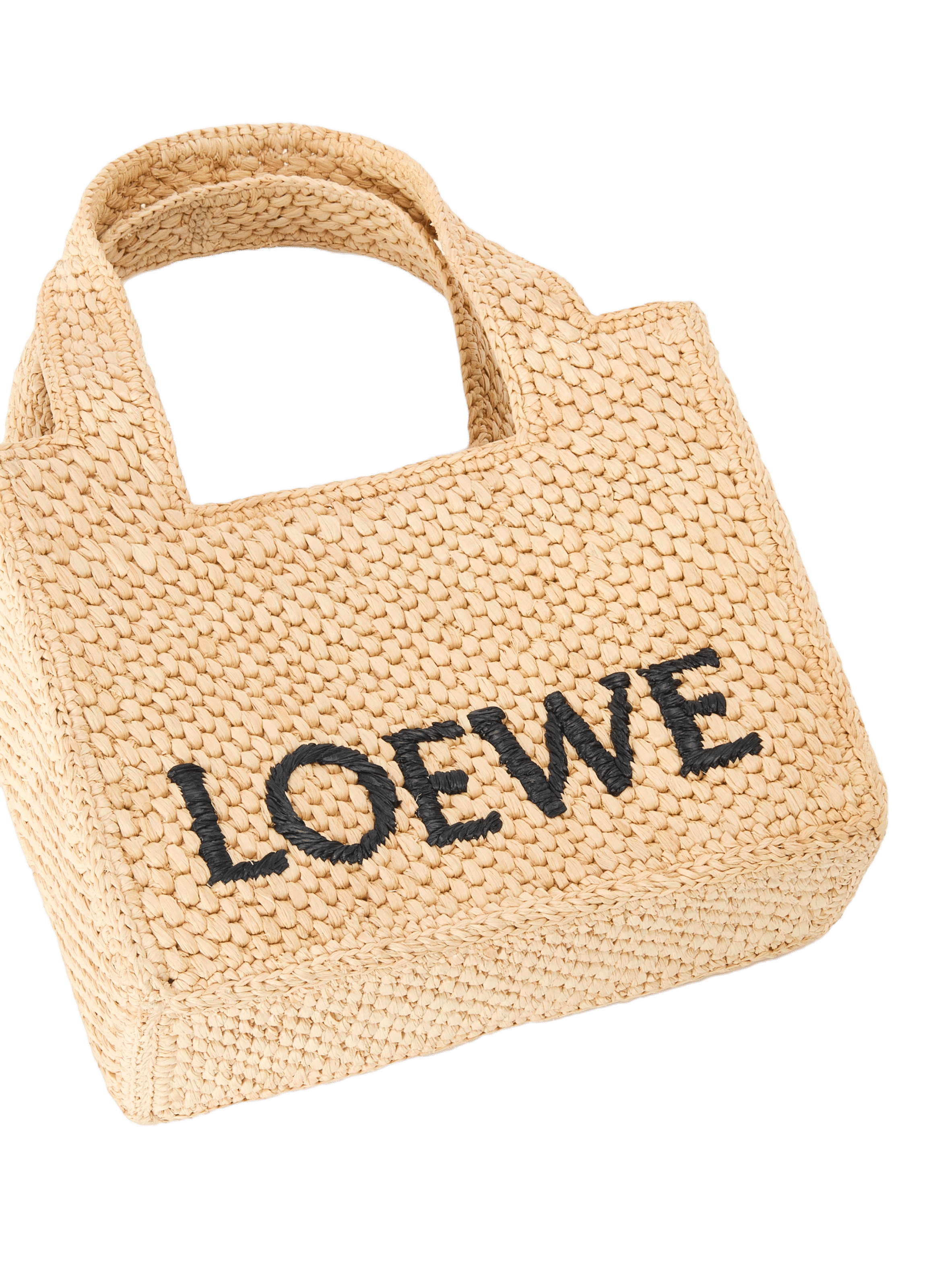 Mini LOEWE Font Tote in raffia LOEWE Beige