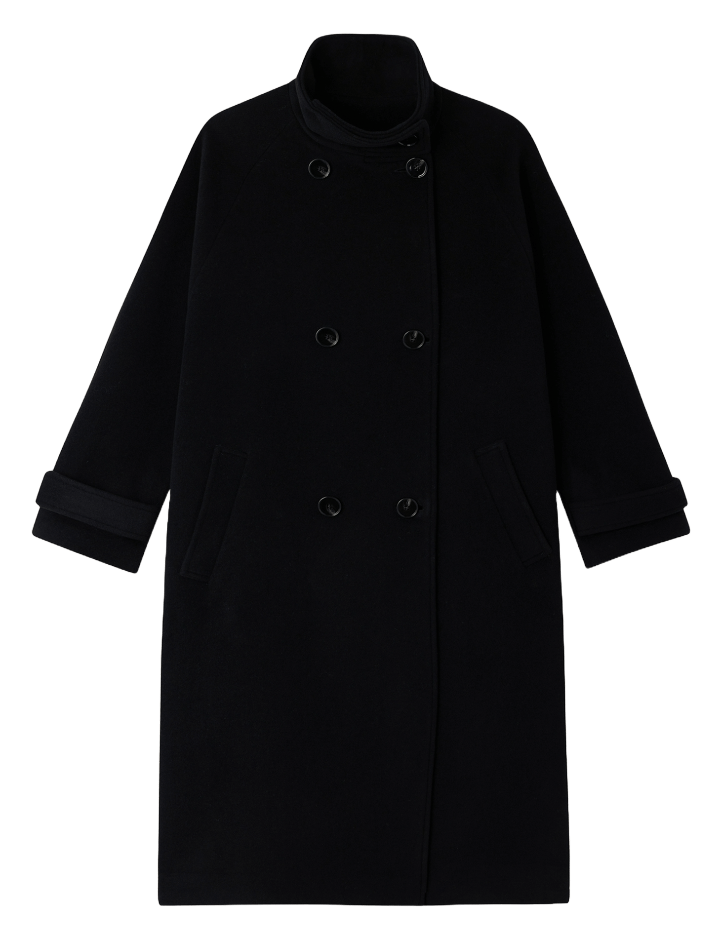 Manteau col montant en laine mélangée bleeckett SESSUN Noir