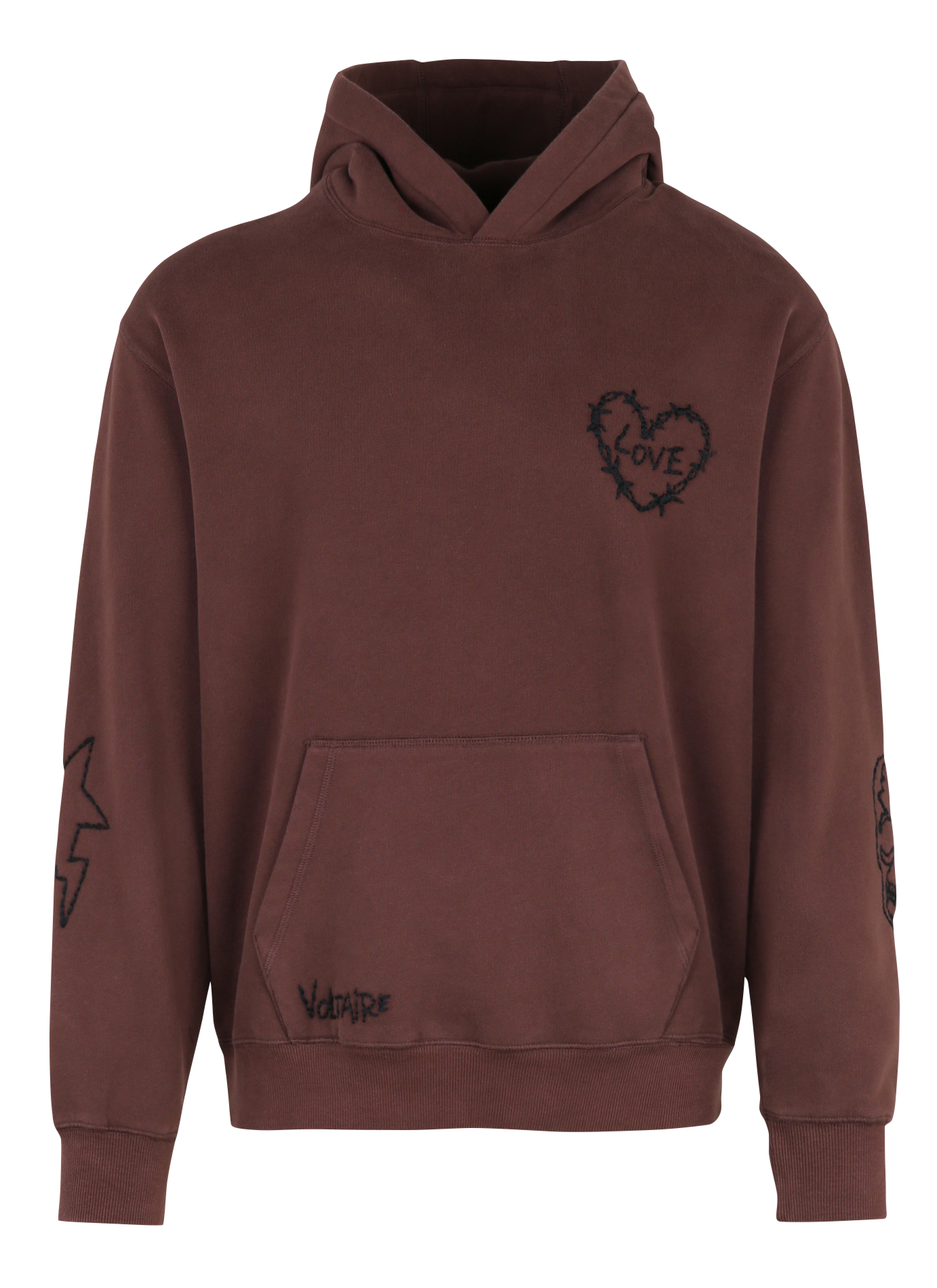 Sweat à capuche droit brodé en coton mélangé sacha ZADIG&VOLTAIRE Violet