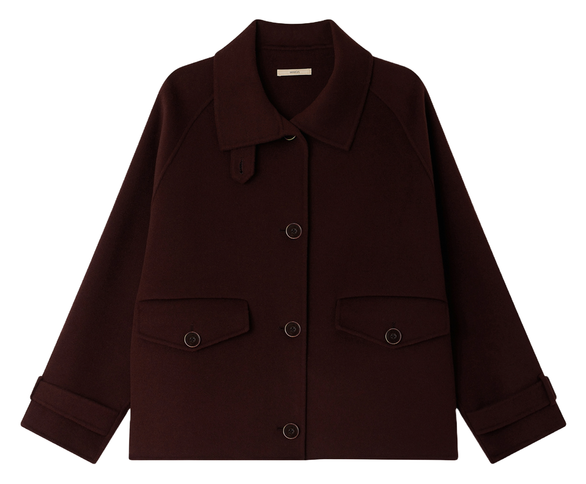 Manteau court à col montant en laine mélangée valley nevado SESSUN Marron