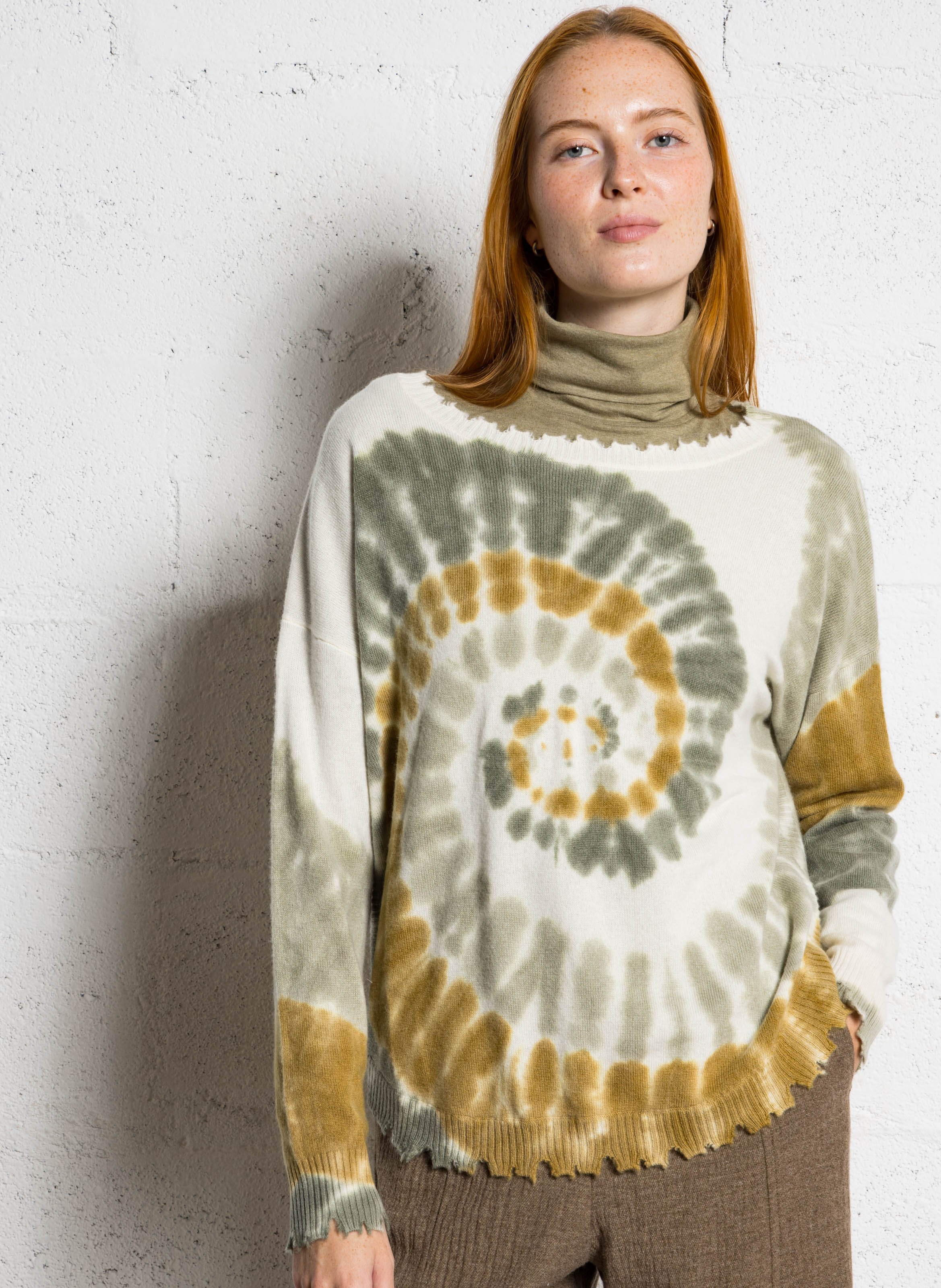 KUJTEN Pull tie-and-dye en cachemire mela sunny Jaune
