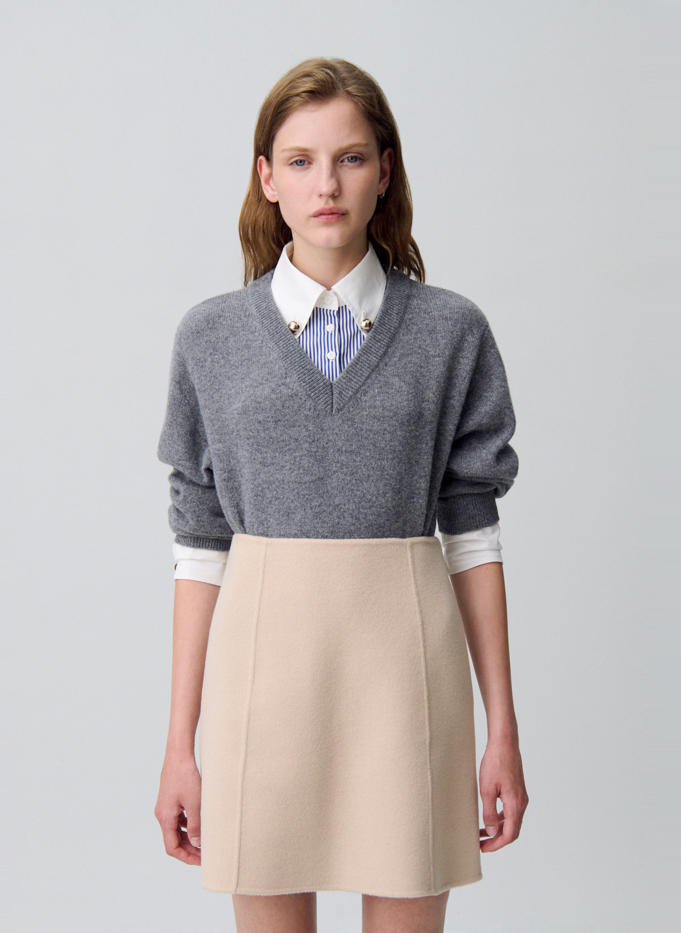 Jupe courte en laine mélangée CLAUDIE PIERLOT Beige