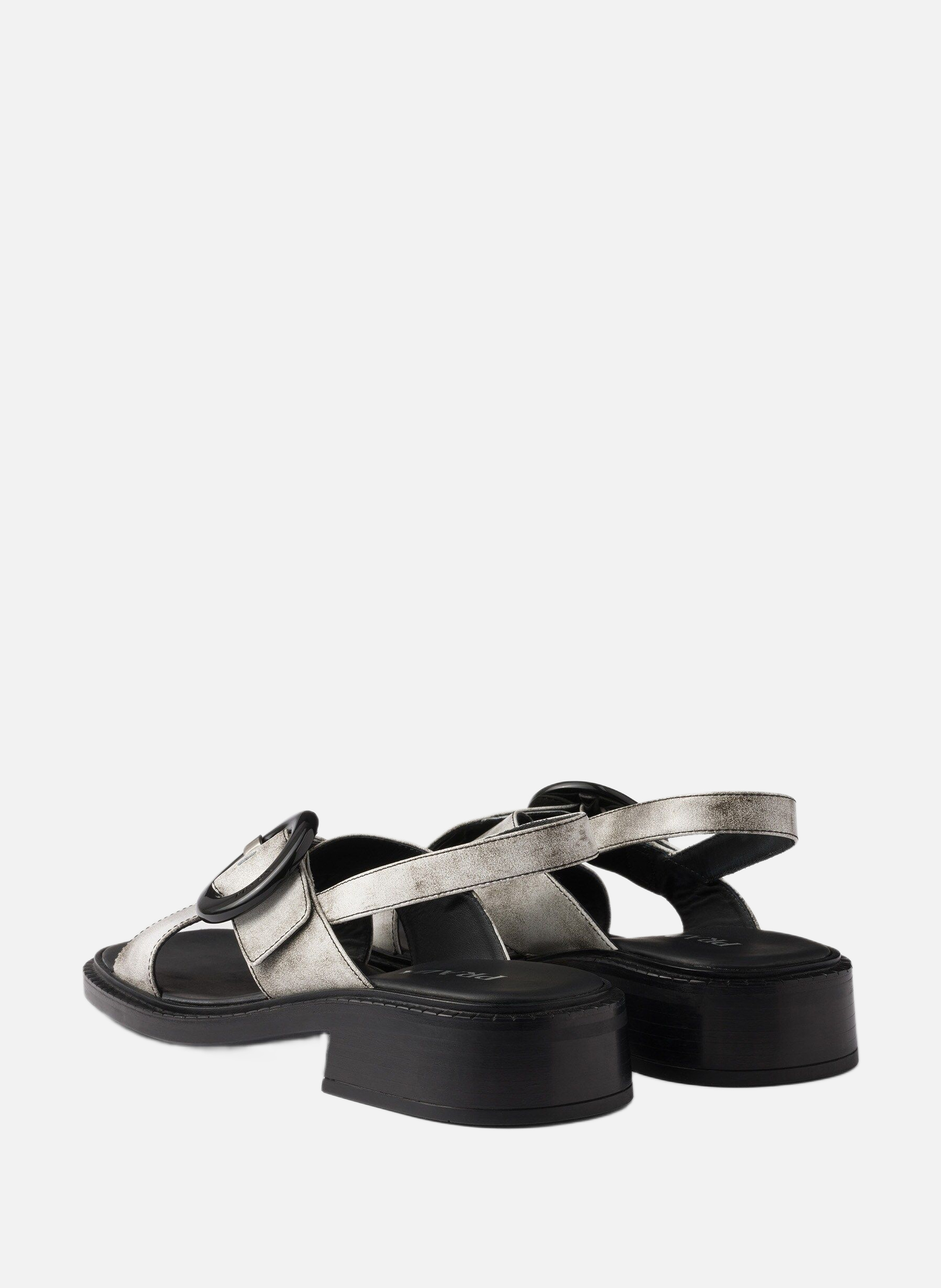 Sandales en cuir brossé avec boucle PRADA Blanc