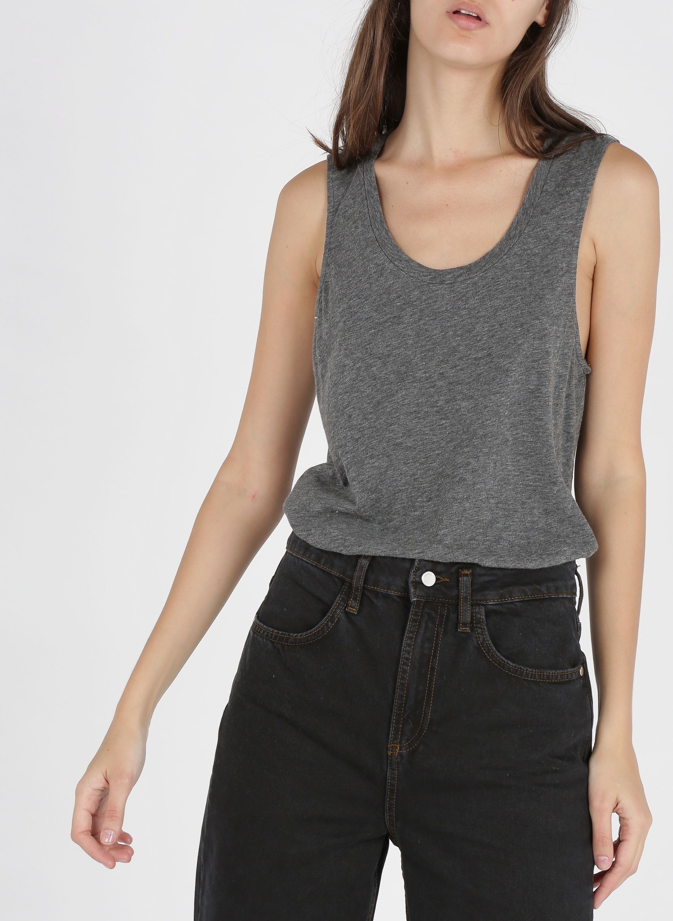 Débardeur col rond en coton mélangé Jacksonville AMERICAN VINTAGE Gris