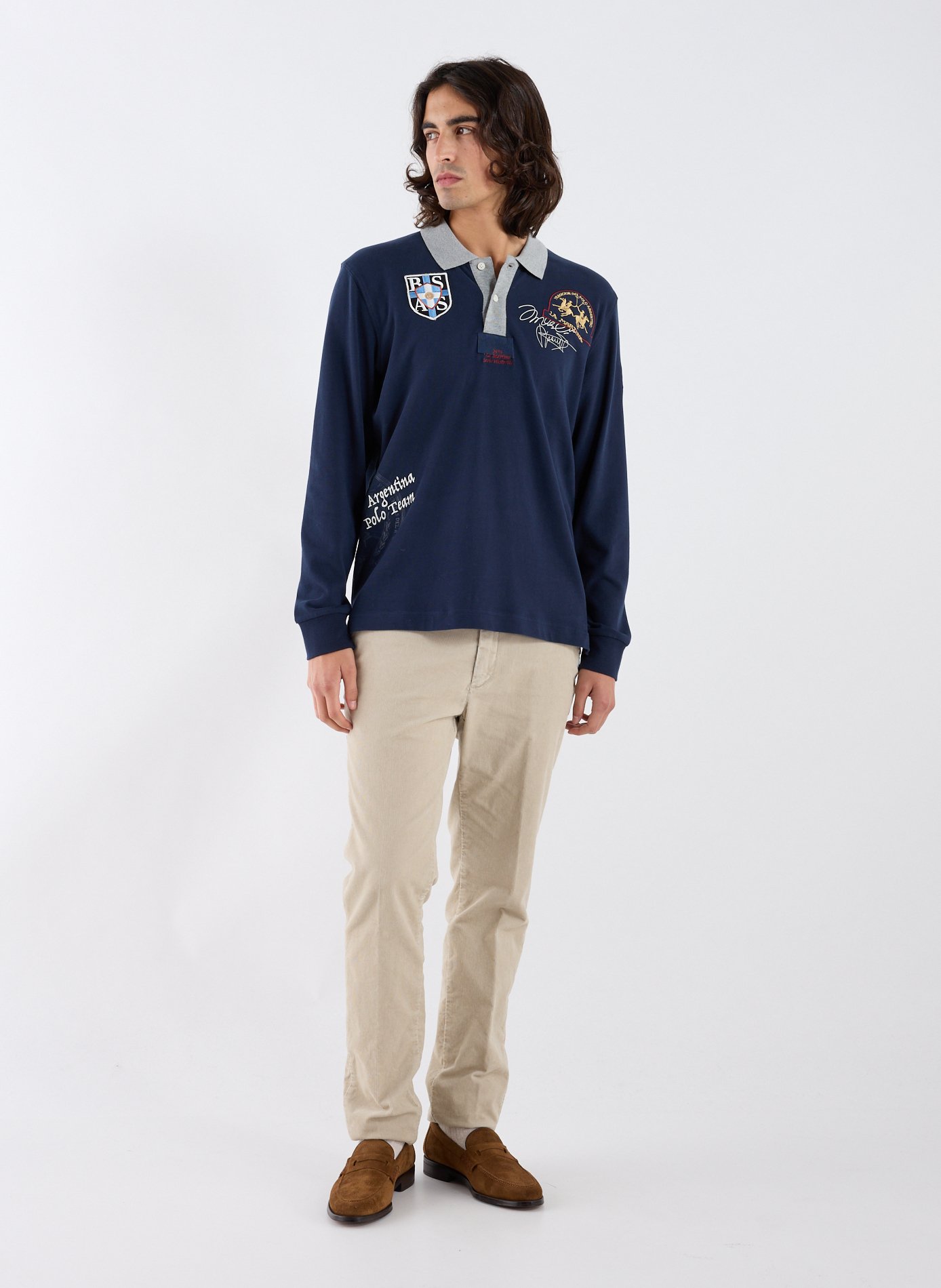 Polo brodé en coton LA MARTINA Bleu