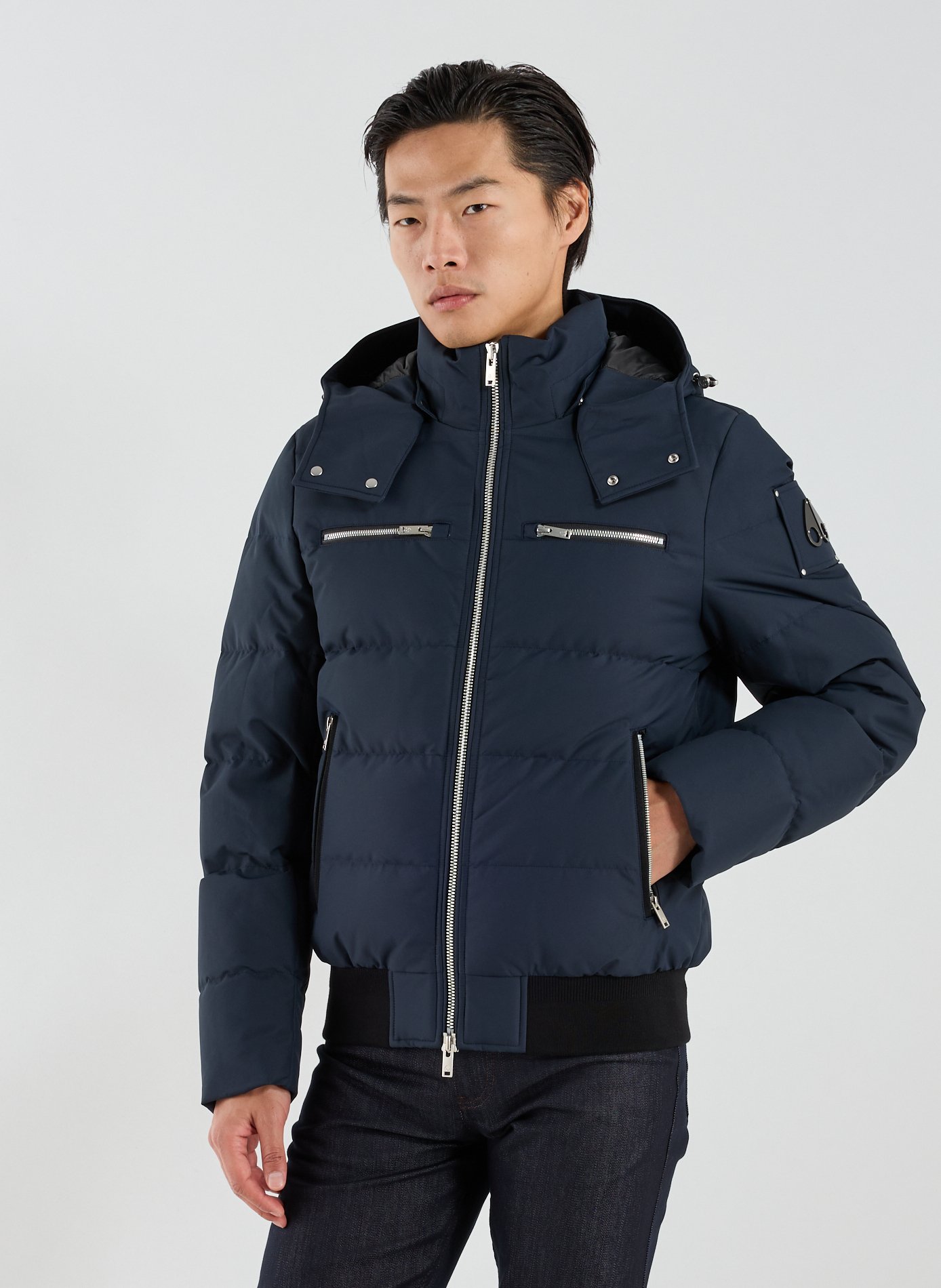 Quilted hooded puffer jacket MOOSE KNUCKLES Blue