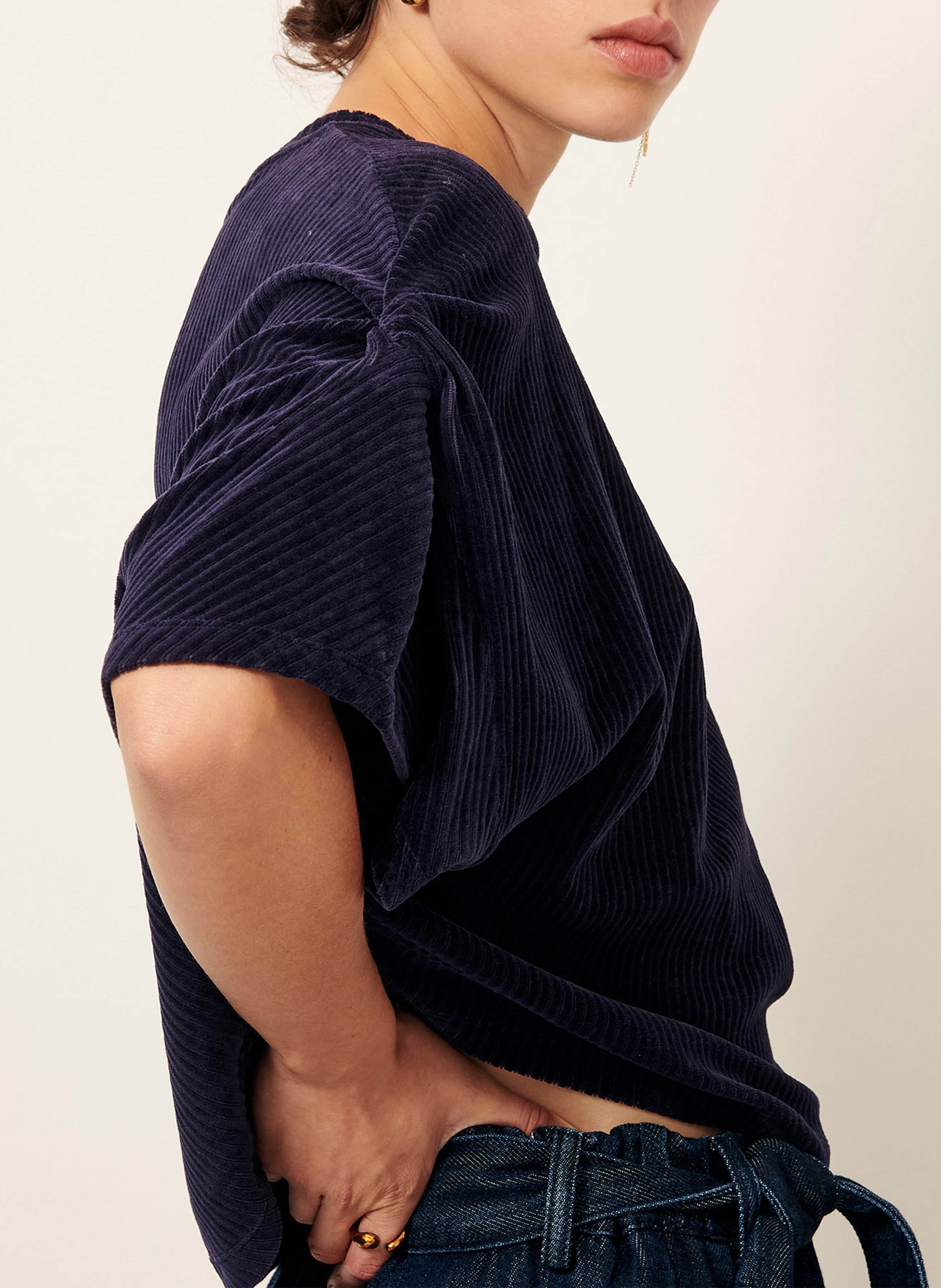 Top ample col rond en coton mélangé nagel SESSUN Bleu