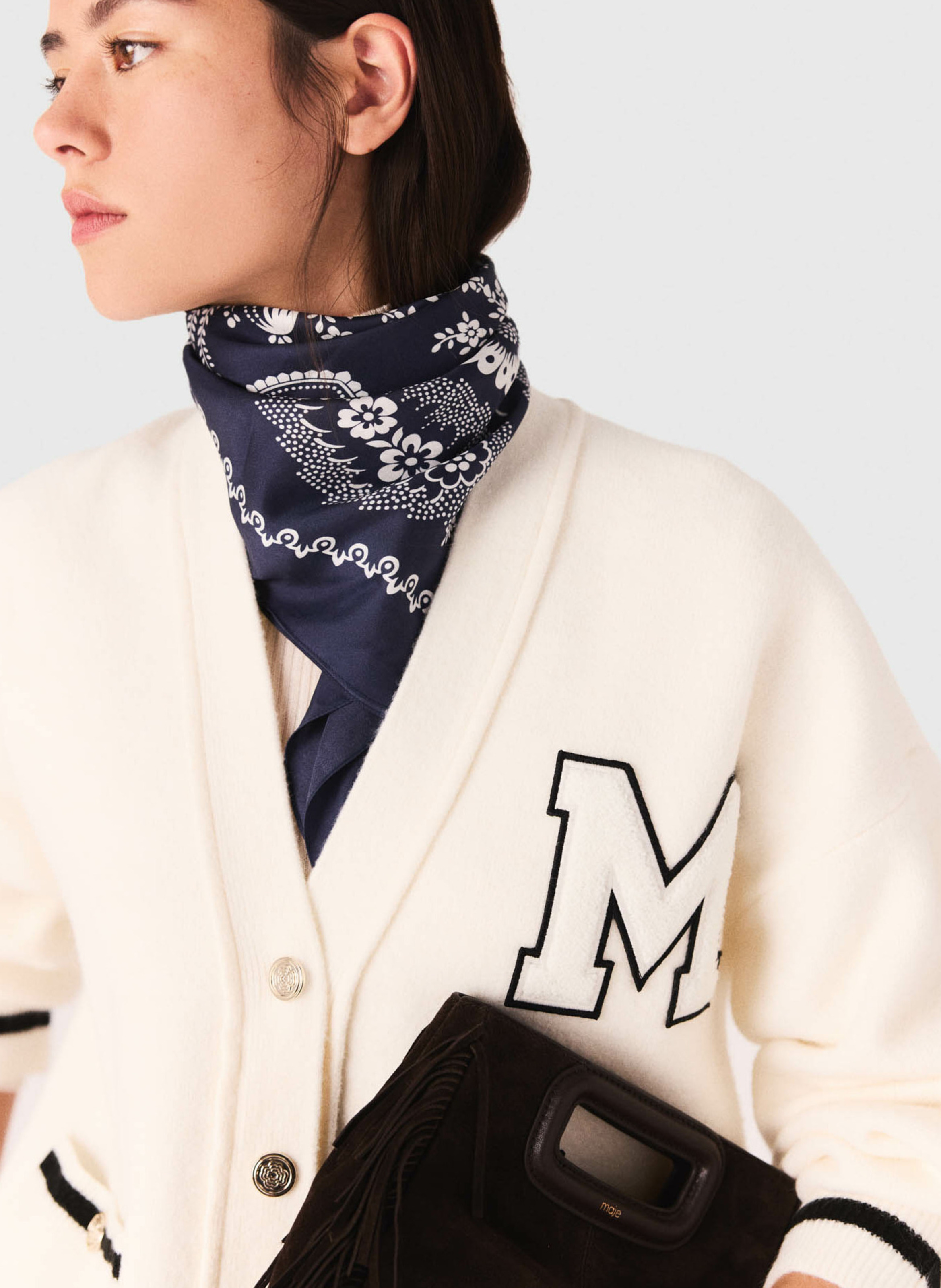 Gilet col v MAJE Beige