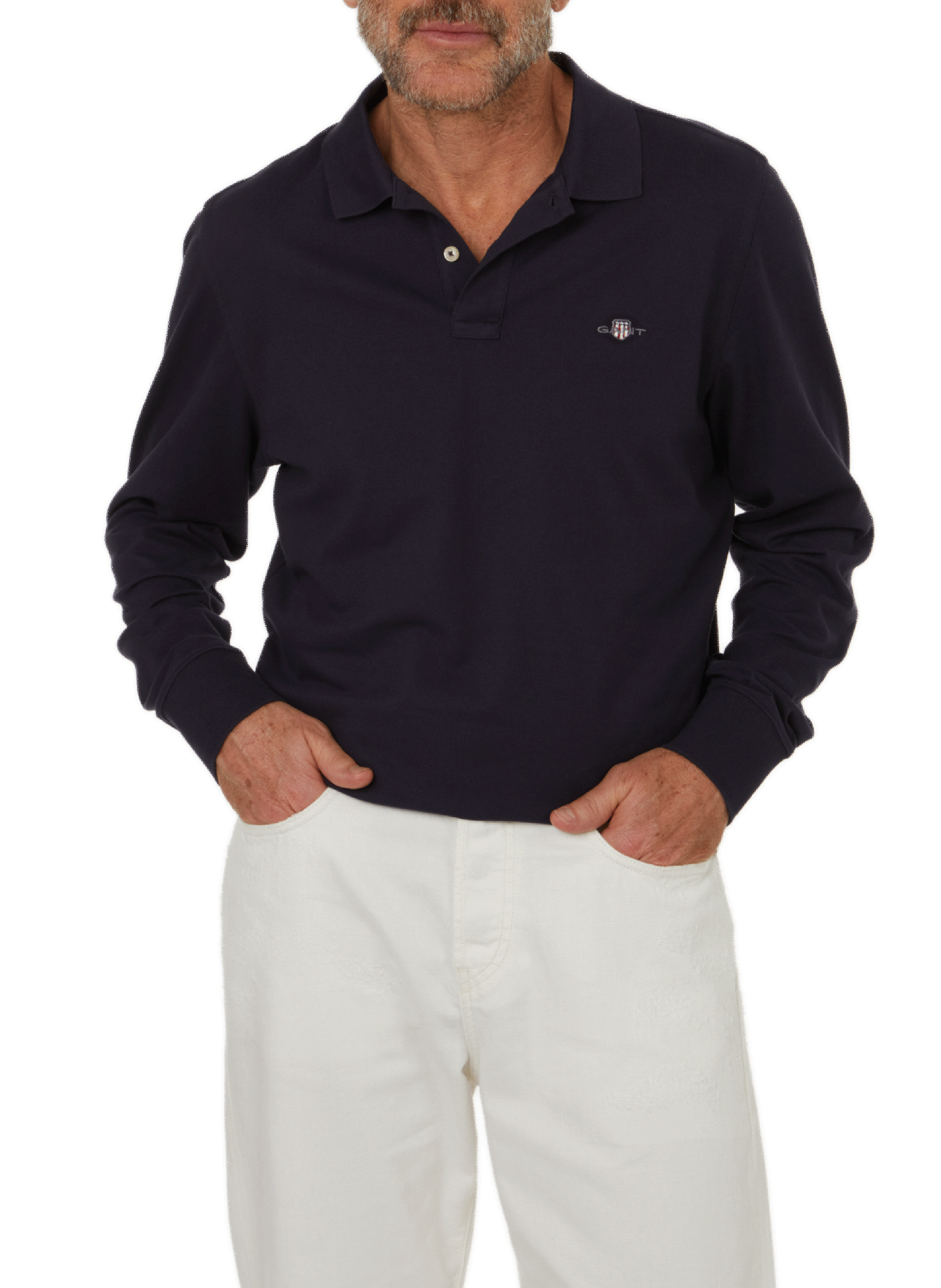 GANT Polo manches longues en coton Bleu