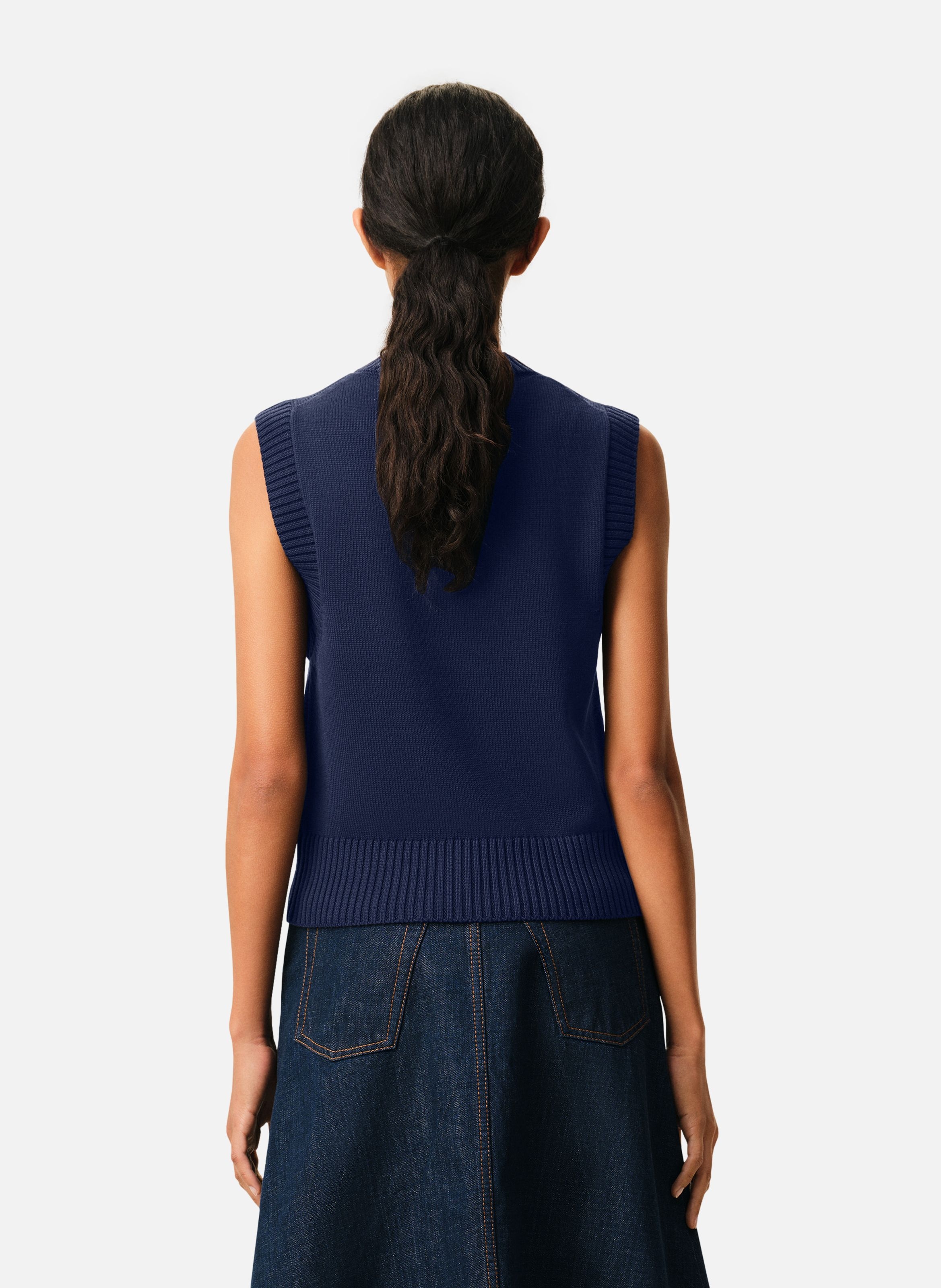 Pull col v sans manches ami de coeur en laine unisexe AMI PARIS Bleu