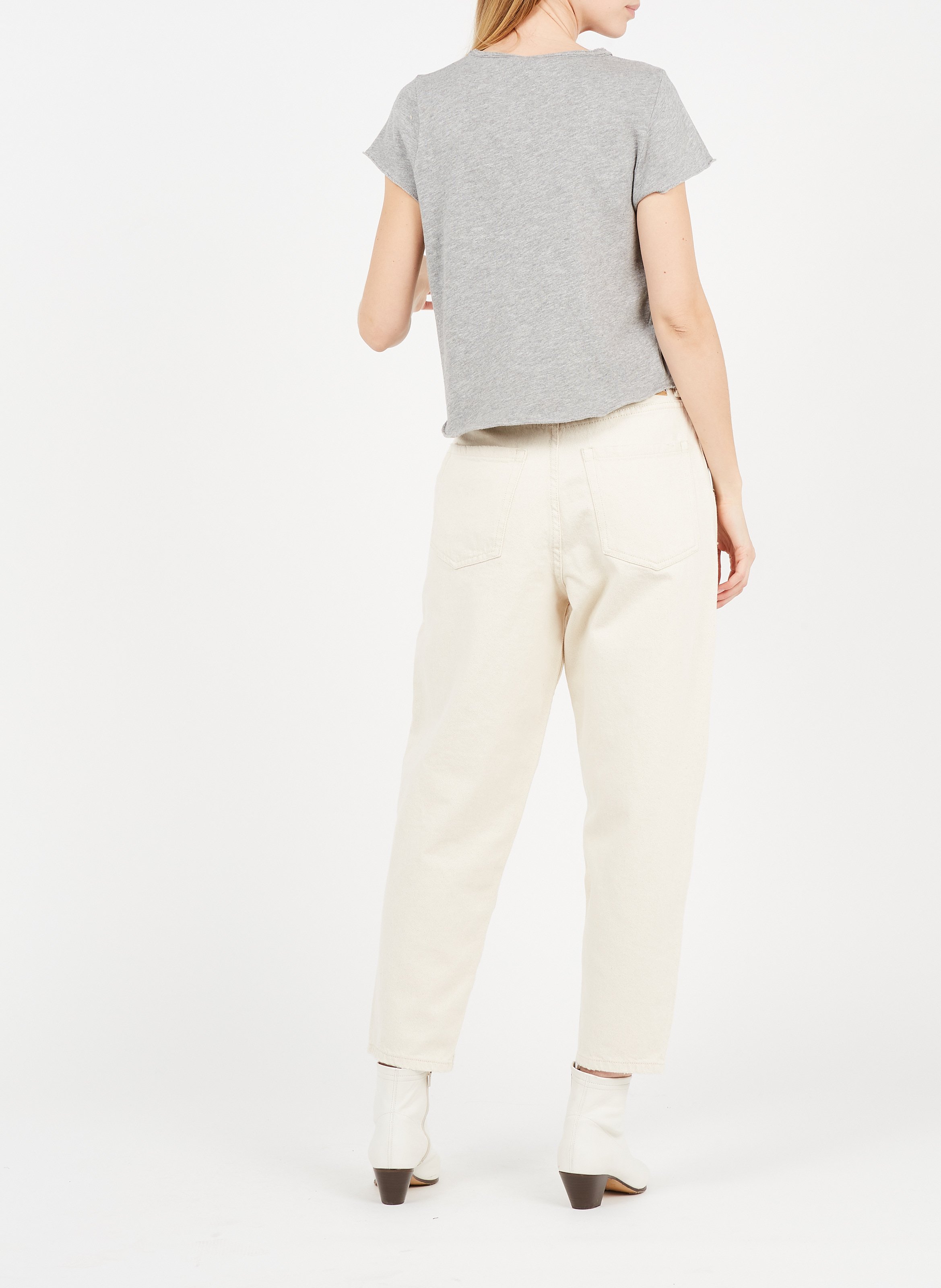 Tee-shirt droit col v en coton sonoma AMERICAN VINTAGE Gris