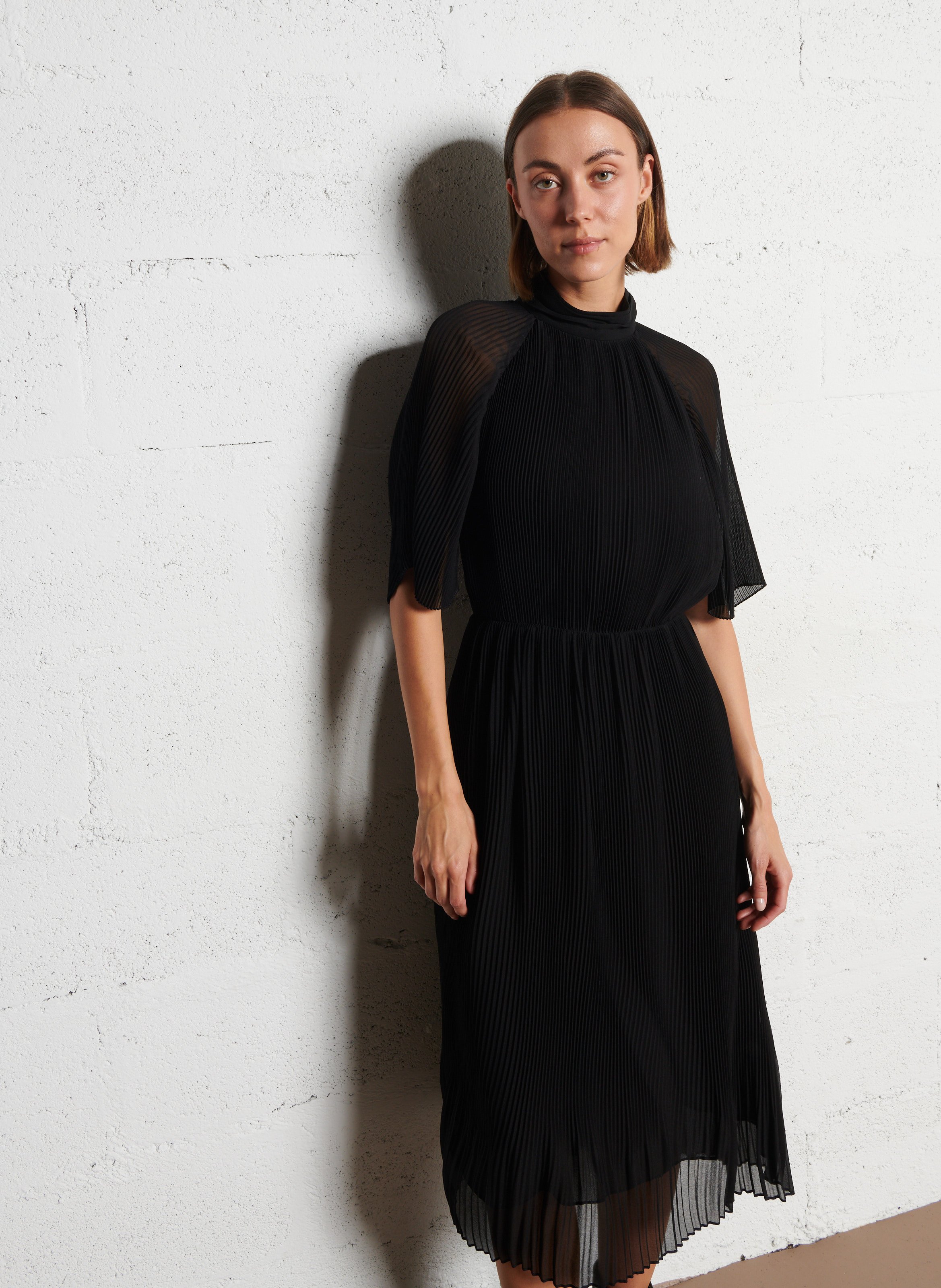 Robe midi plissée IKKS Noir