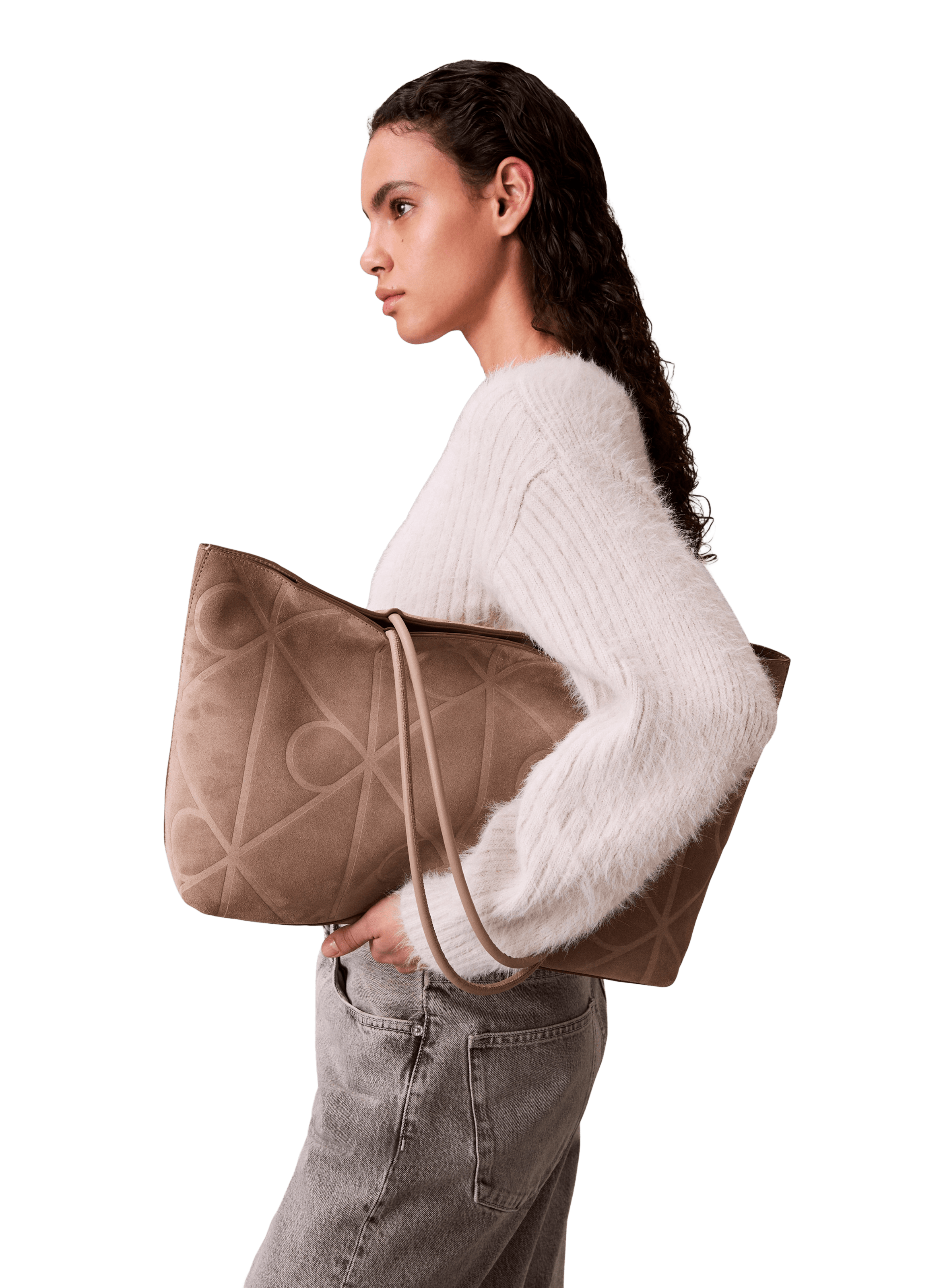 Monogrammed tote bag CALVIN KLEIN Beige