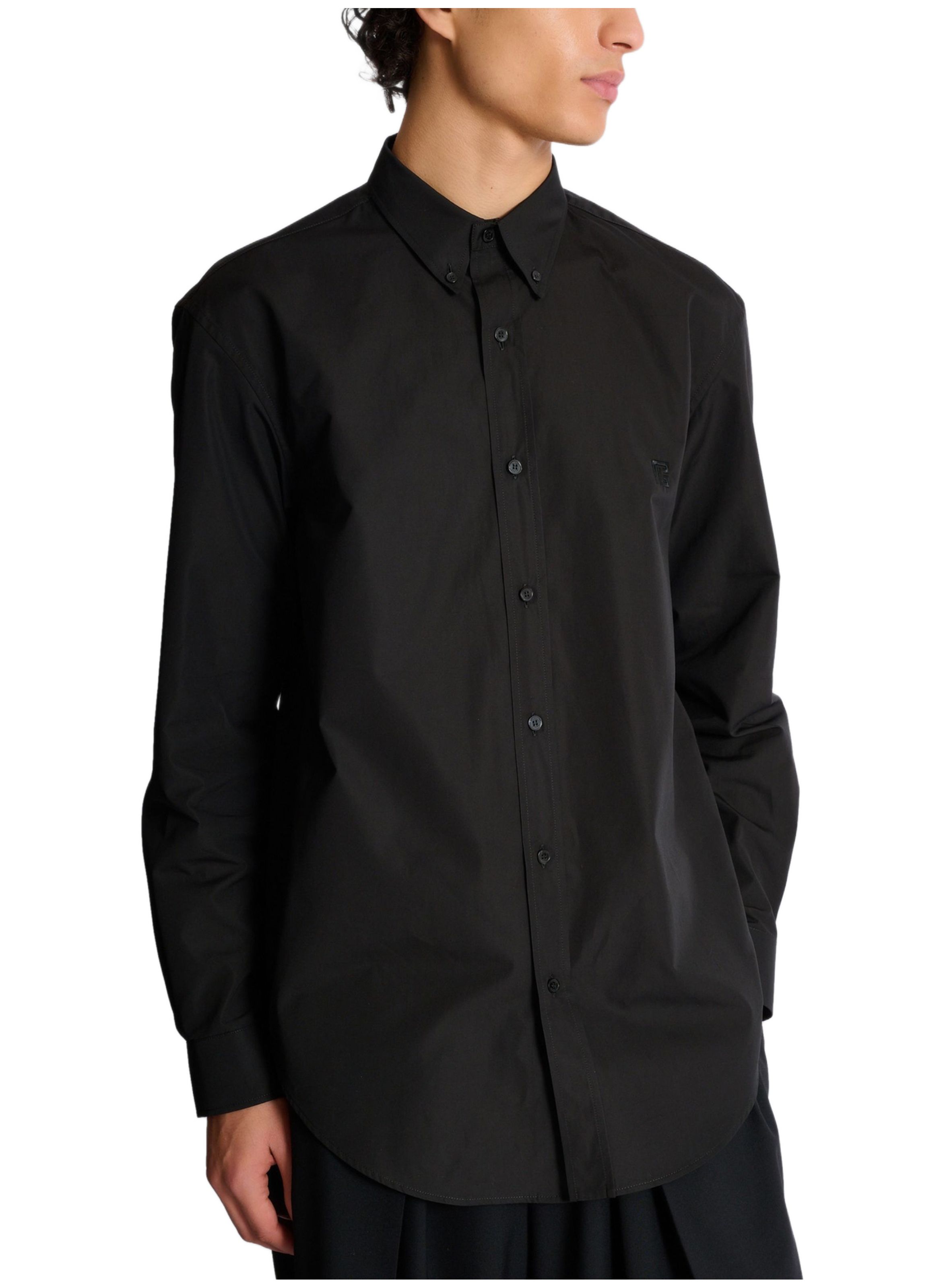 Chemise en popeline de coton BALMAIN Noir