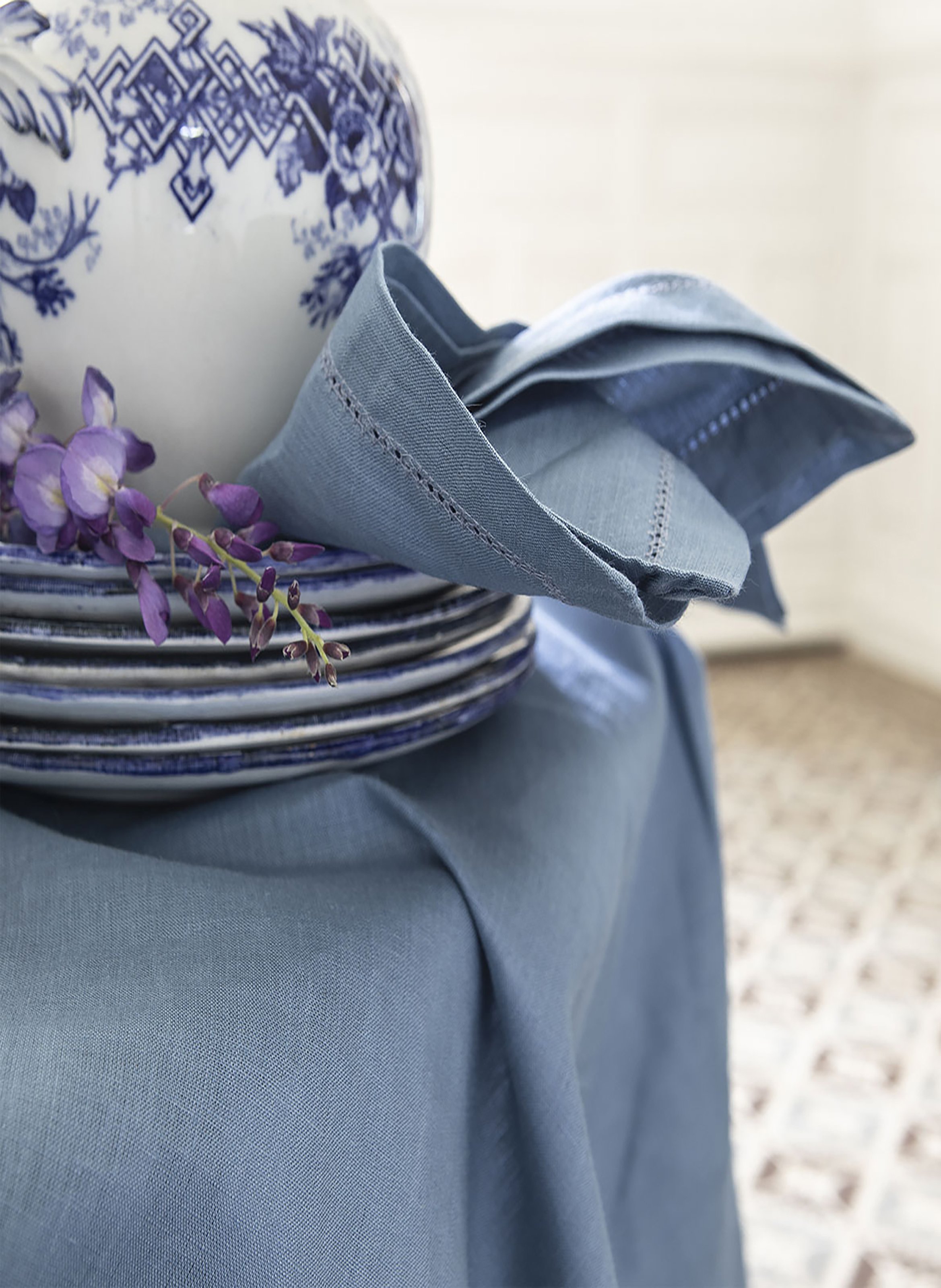 Set de table uni en lin, florence ALEXANDRE TURPAULT Bleu